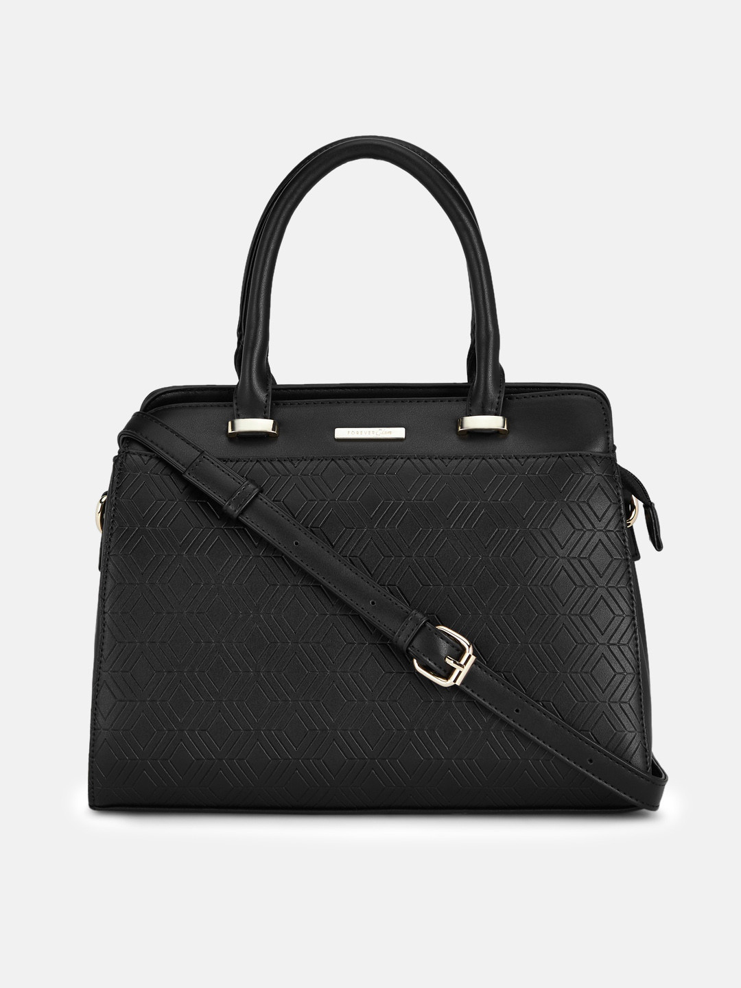 

Forever Glam by Pantaloons Black Textured PU Structured Handheld Bag