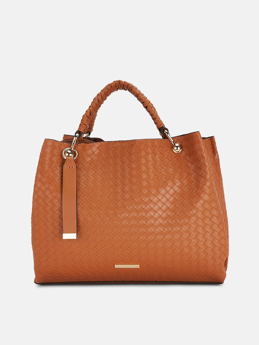 

Forever Glam by Pantaloons Women Tan Textured Structured Handheld Bag