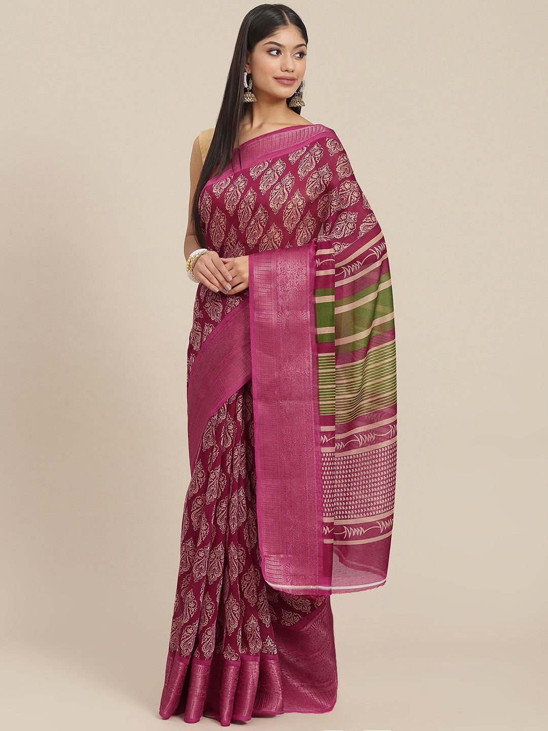

SHANGRILA Pink Ethnic Motifs Silk Cotton Saree