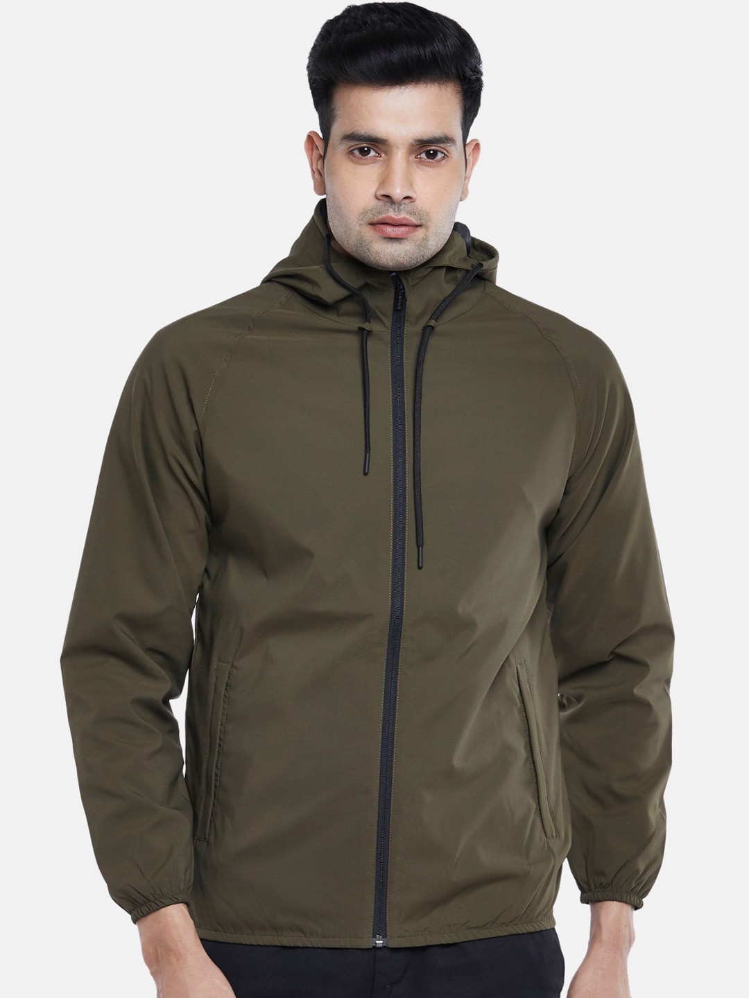 

BYFORD by Pantaloons Men Olive Green Outdoor Bomber Jacket