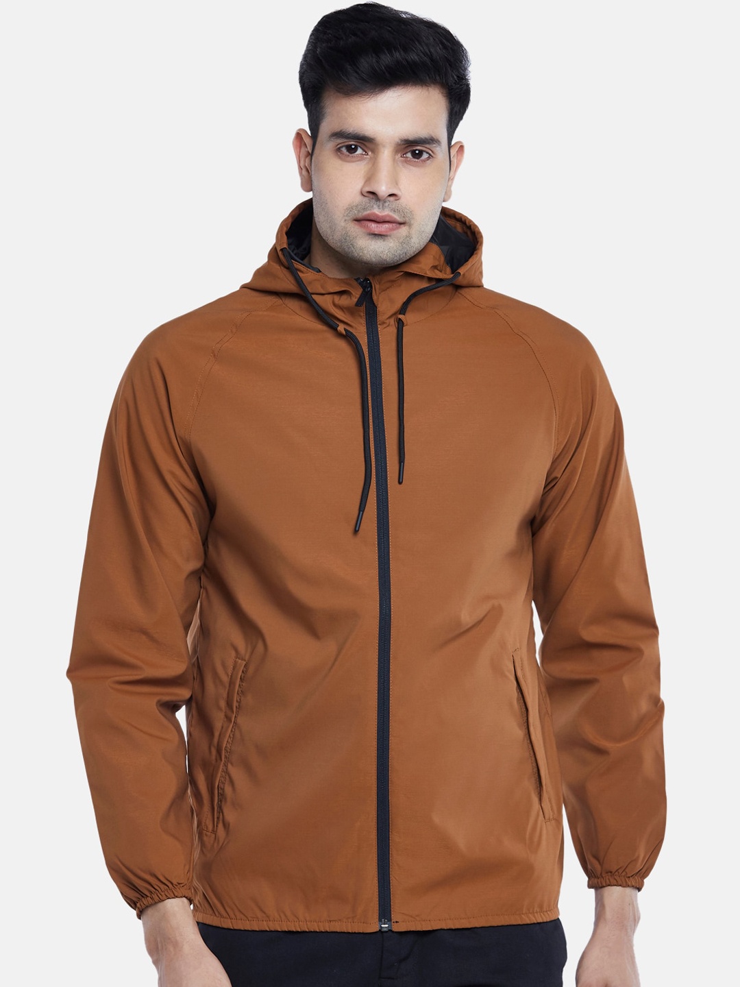

BYFORD by Pantaloons Men Tan Solid Tailored Hooded Jacket