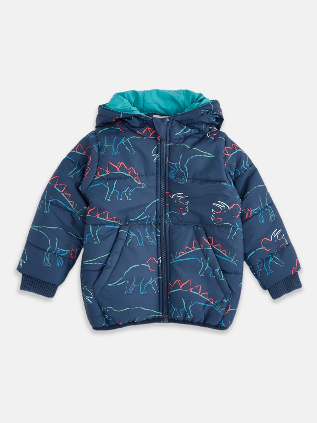 

Pantaloons Baby Boys Navy Blue Printed Puffer Jacket