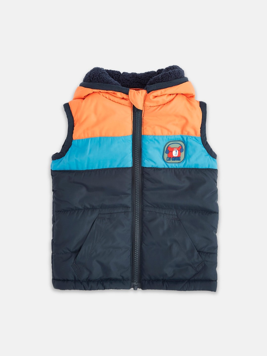 

Pantaloons Baby Boys Navy Blue Peach-Coloured Colourblocked Padded Jacket