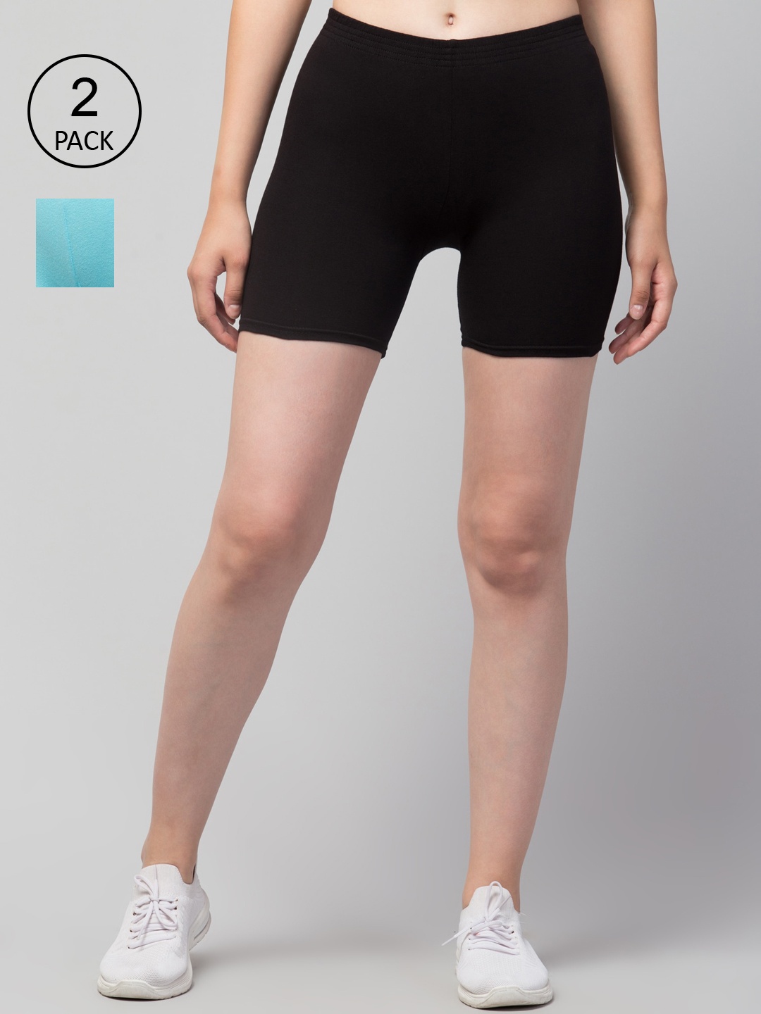 

Apraa & Parma Women Pack of 2 Black Slim Fit Cycling Pure Cotton Shorts