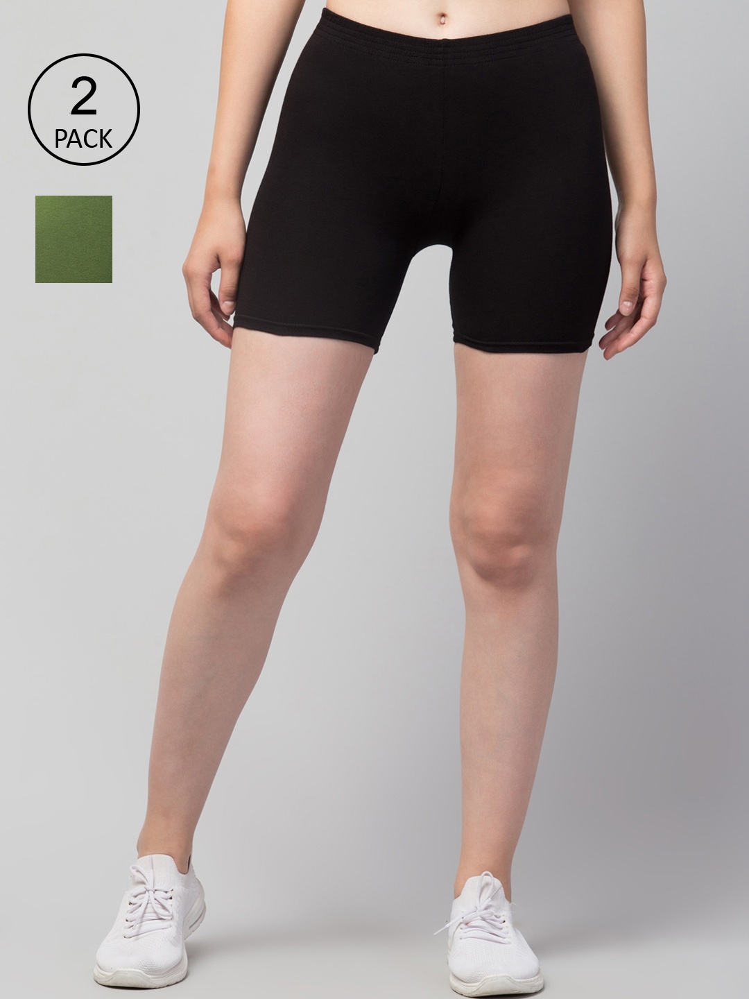 

Apraa & Parma Women Pack of 2 Black Slim Fit Cycling Pure Cotton Shorts