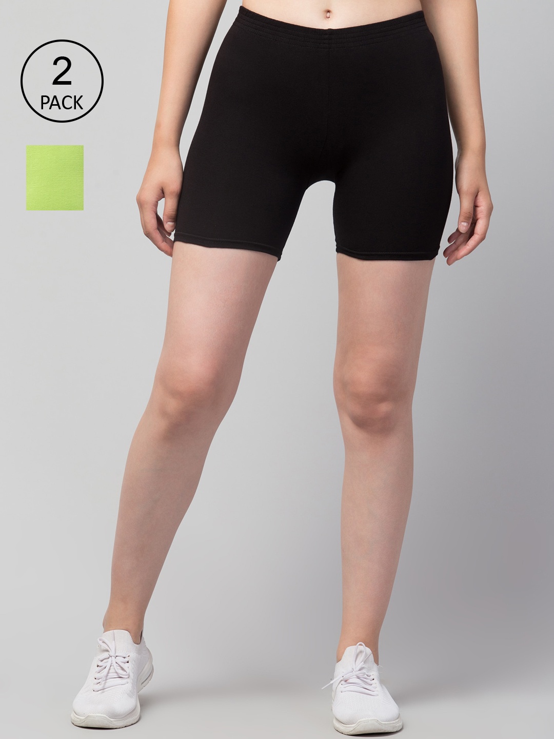 

Apraa & Parma Women Pack of 2 Black Slim Fit Cycling Pure Cotton Shorts