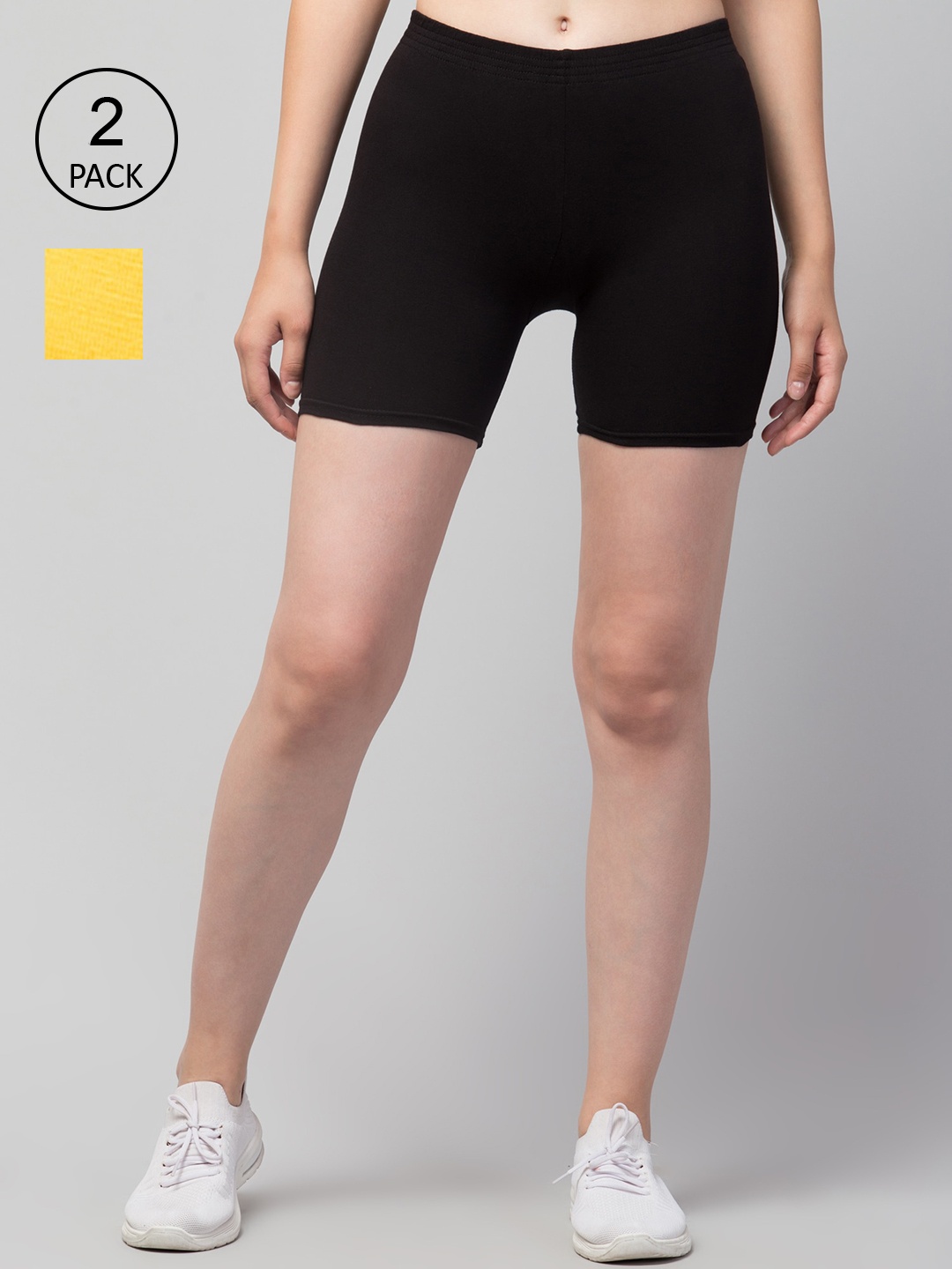 

Apraa & Parma Women Pack of 2 Black Slim Fit Cycling Pure Cotton Shorts