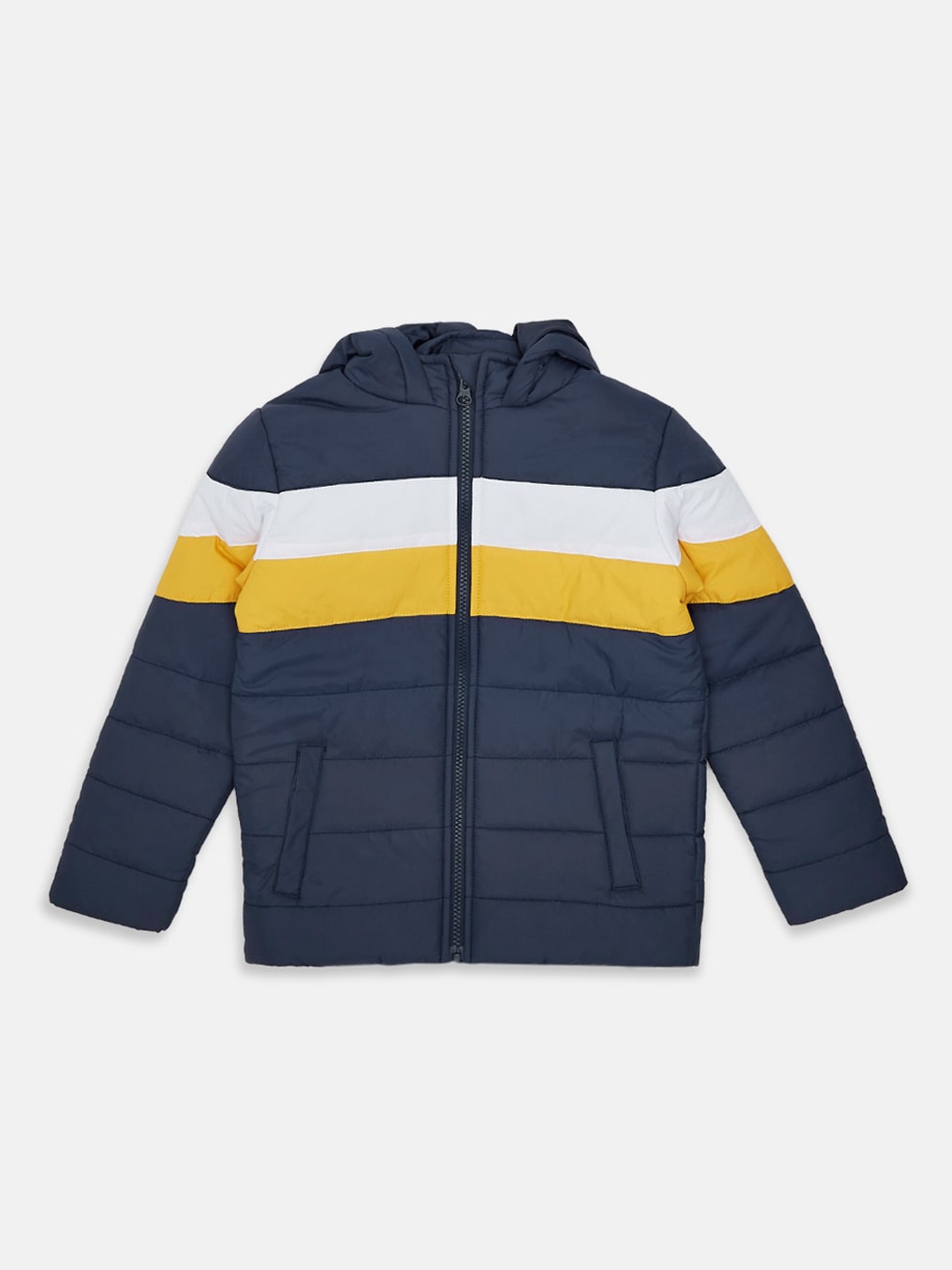 

Pantaloons Junior Boys Navy Blue Colourblocked Puffer Jacket