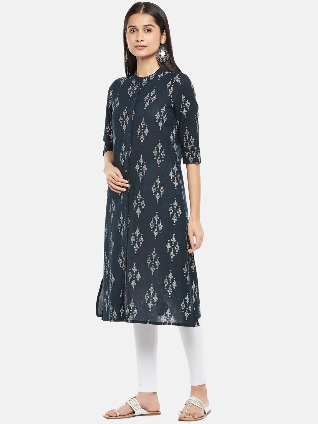 

RANGMANCH BY PANTALOONS Women Blue Ethnic Motifs Printed Kurta