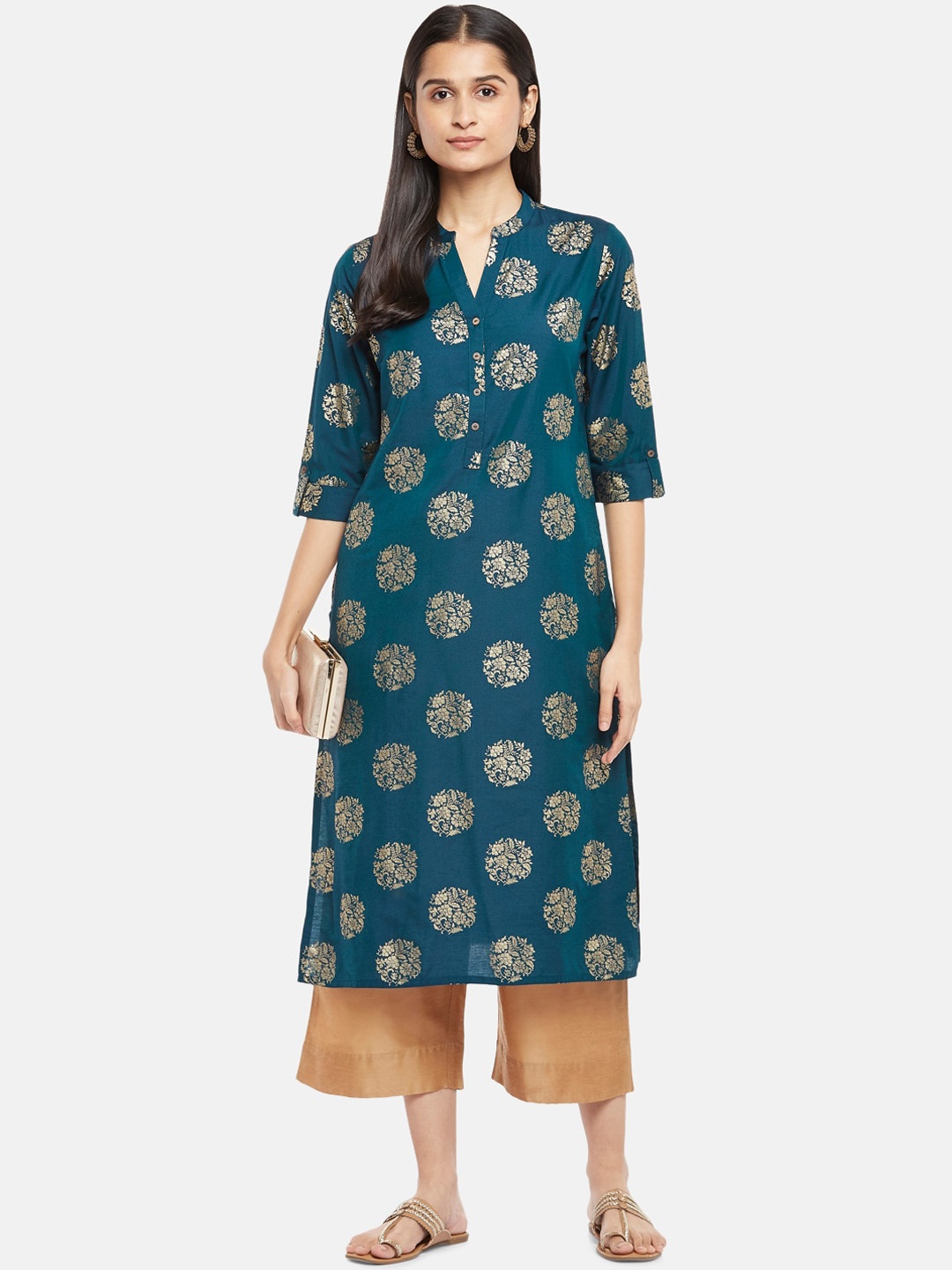 

RANGMANCH BY PANTALOONS Women Ethnic Motifs Printed Kurta, Teal