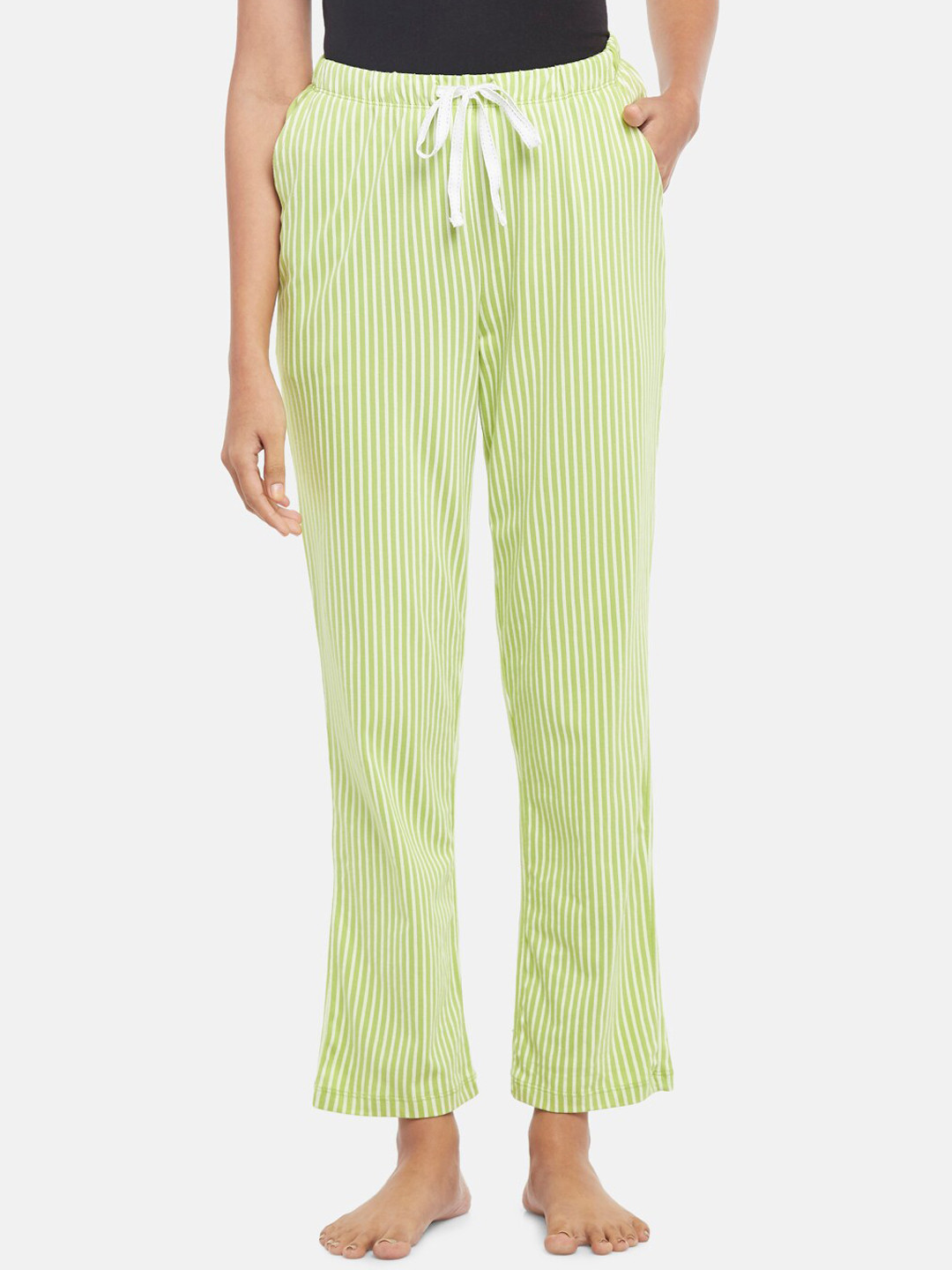 

Dreamz by Pantaloons Women Green Striped Lounge Pant