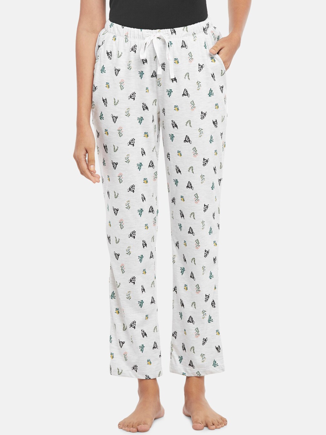 

Dreamz by Pantaloons Women Grey & Black Printed Lounge Pants