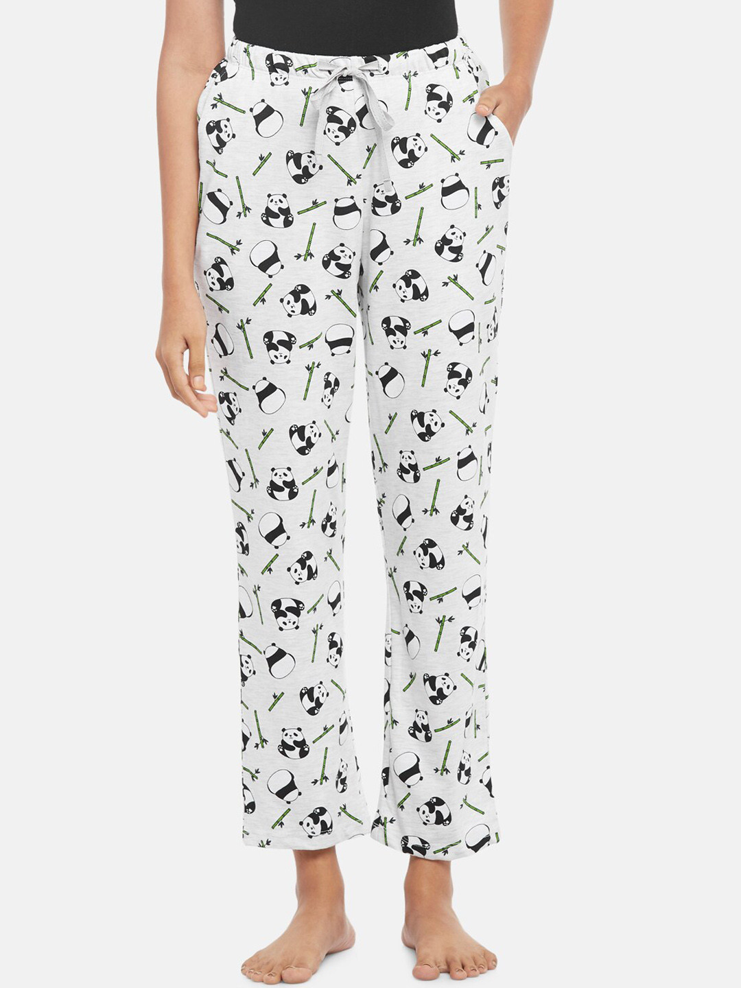 

Dreamz by Pantaloons Women Grey & Black Printed Lounge Pants