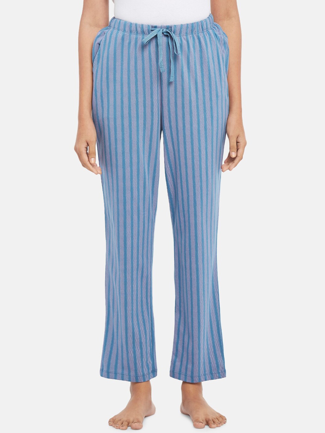 

Dreamz by Pantaloons Women Striped Lounge Pant, Blue