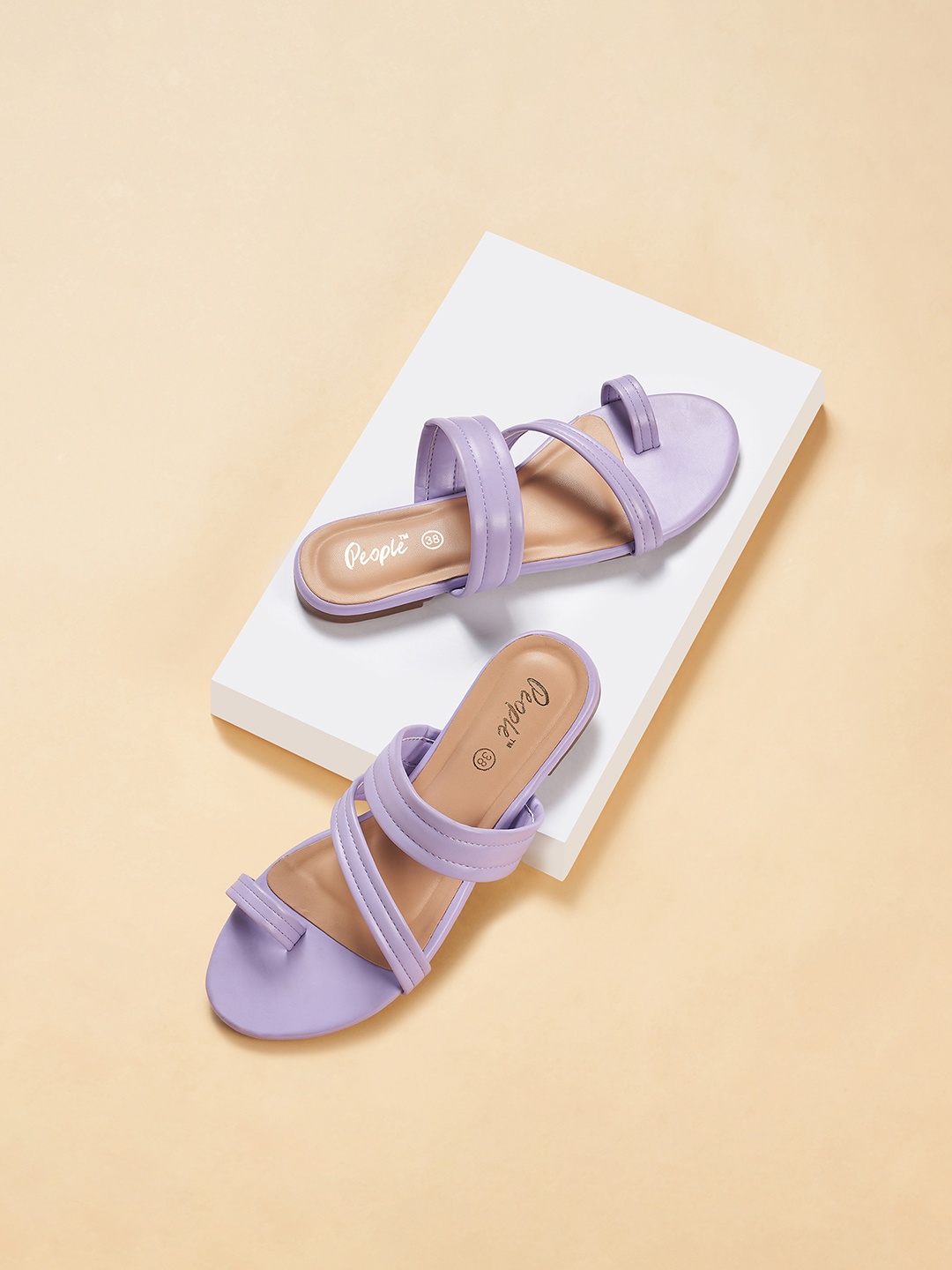 

People Women Lavender Solid PU One Toe Flats