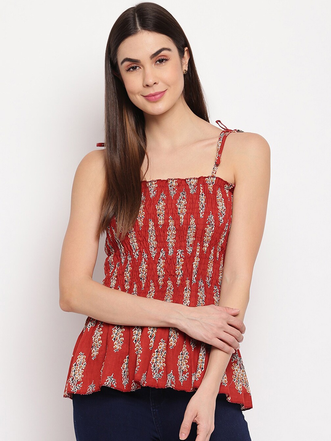 

Aawari Women Red Print Top