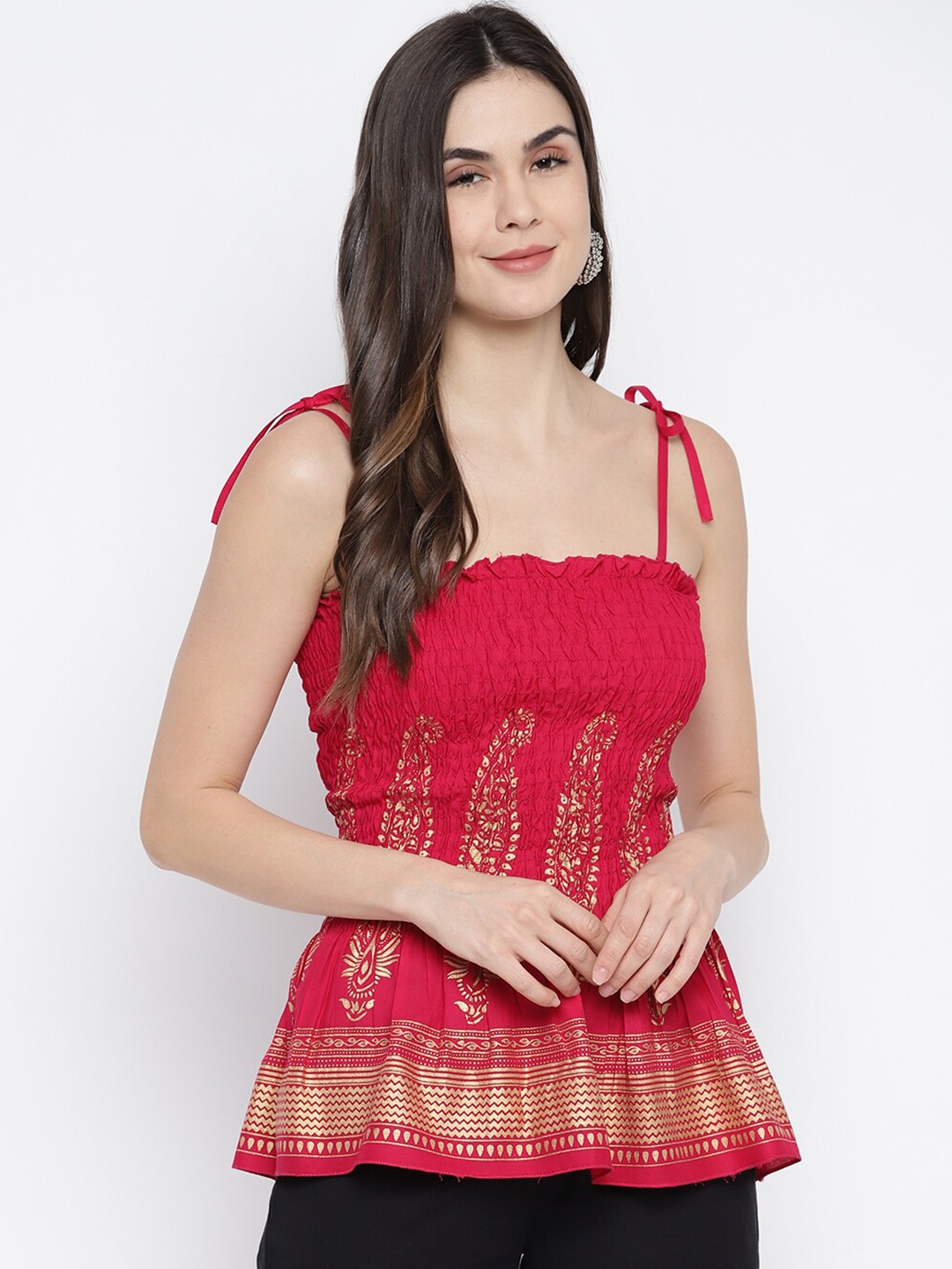 

Aawari Red Print Empire Top