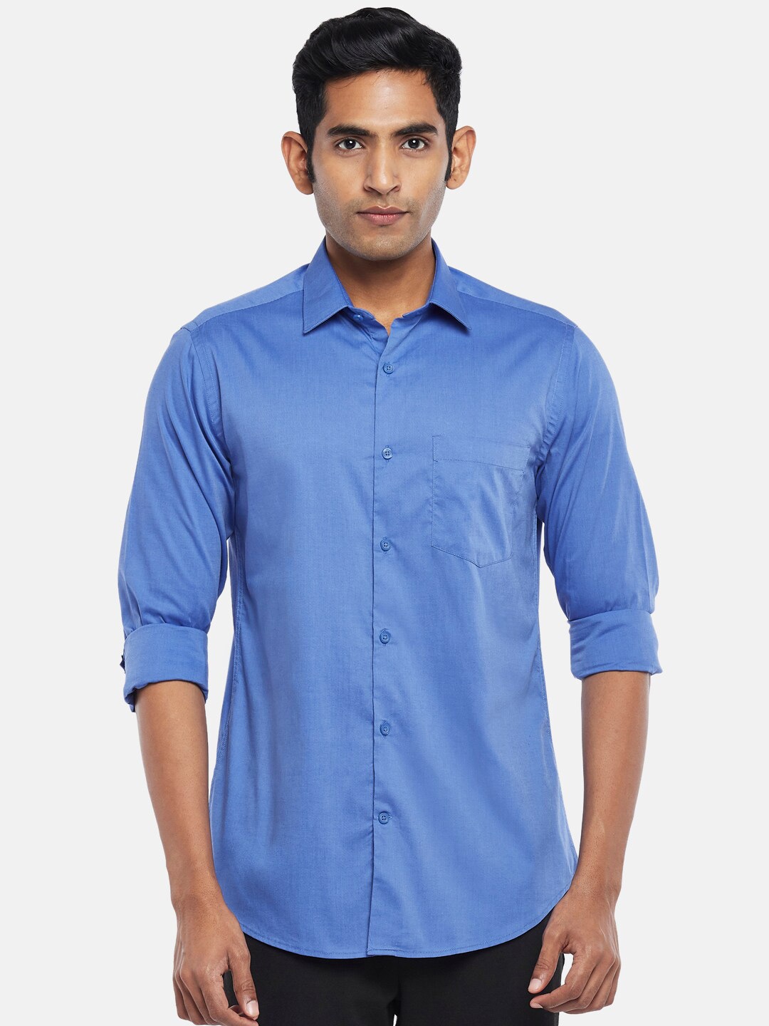 

BYFORD by Pantaloons Men Blue Solid Slim Fit Formal Shirt