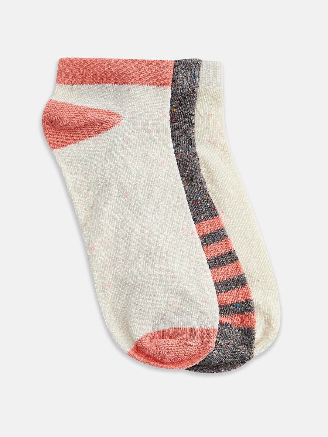 

Honey by Pantaloons Women Pack Of 3 Patterned Ankle-Length Socks, Cream