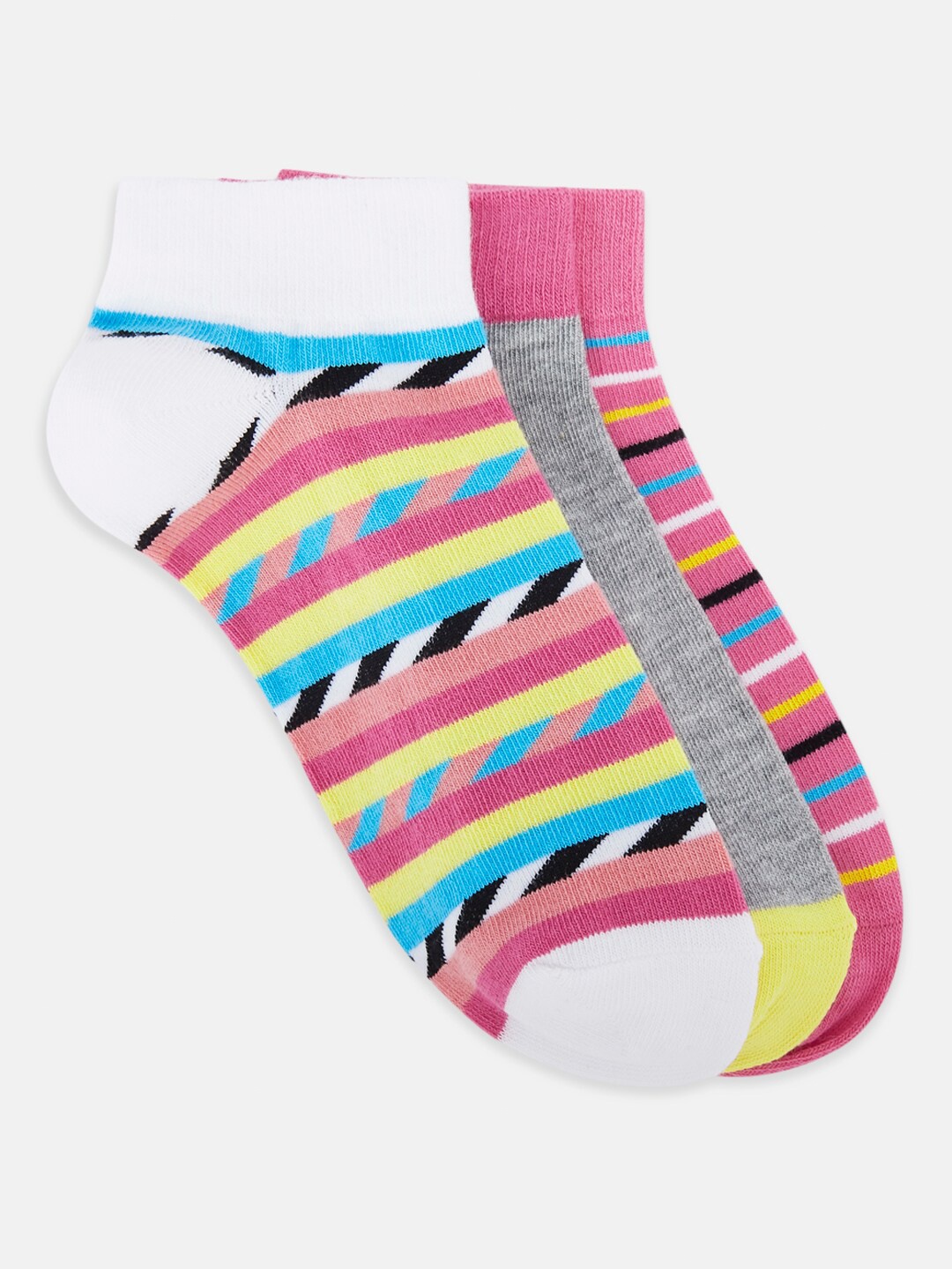 

Honey by Pantaloons Women Pack Of 3 Striped Ankle-Length Socks, Pink