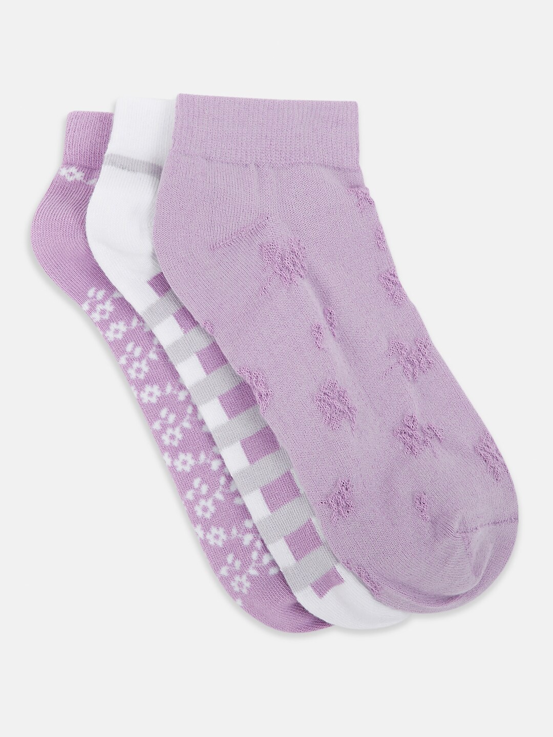 

Honey by Pantaloons Women Pack Of 3 Patterned Ankle-Length Socks, Purple