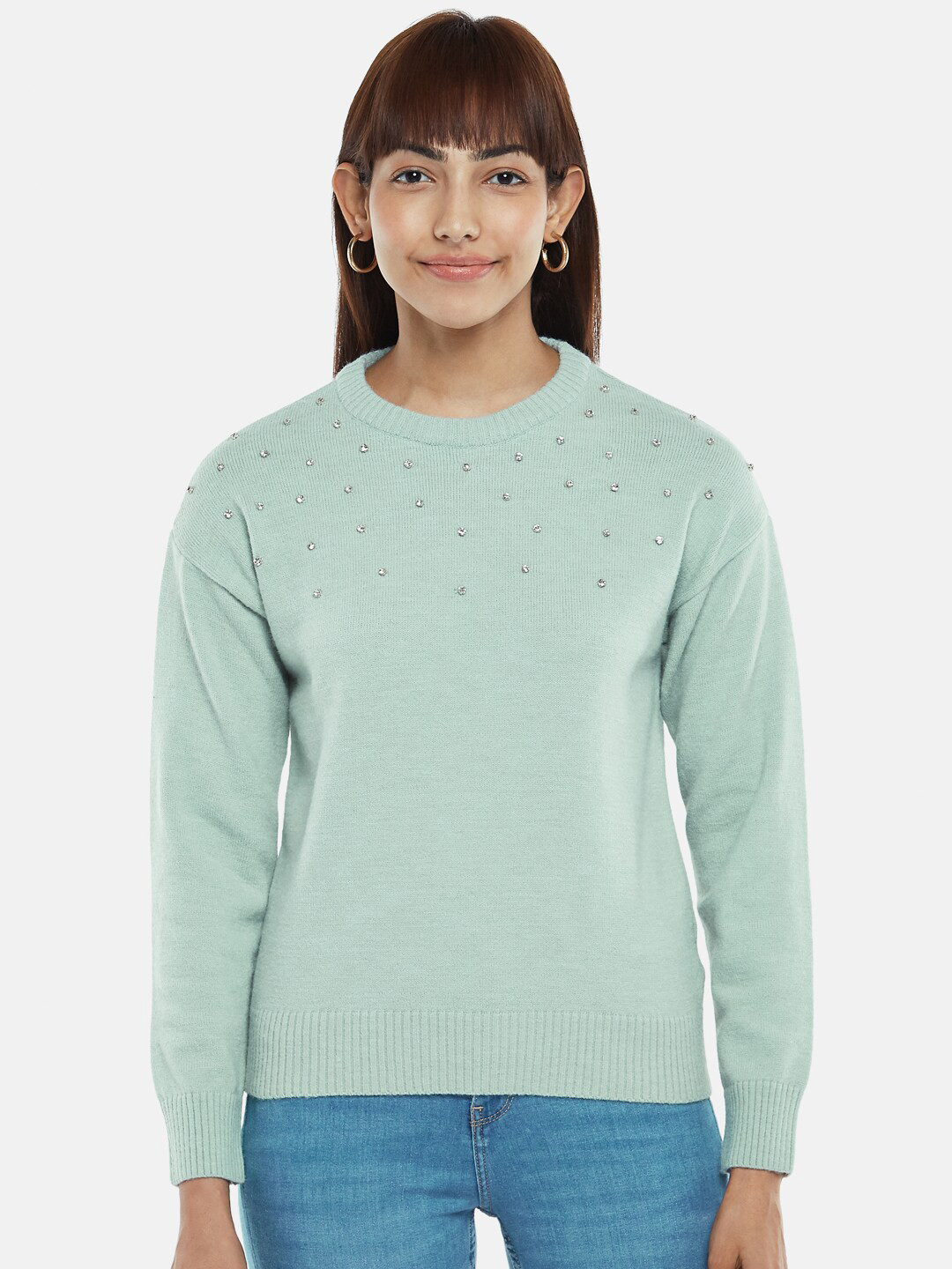 

Honey by Pantaloons Women Green Embroidered Pullover
