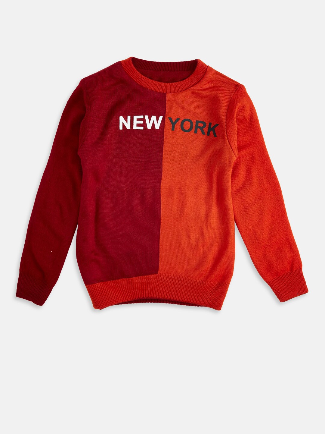 

Pantaloons Junior Boys Maroon & Orange Colourblocked Pullover Sweater
