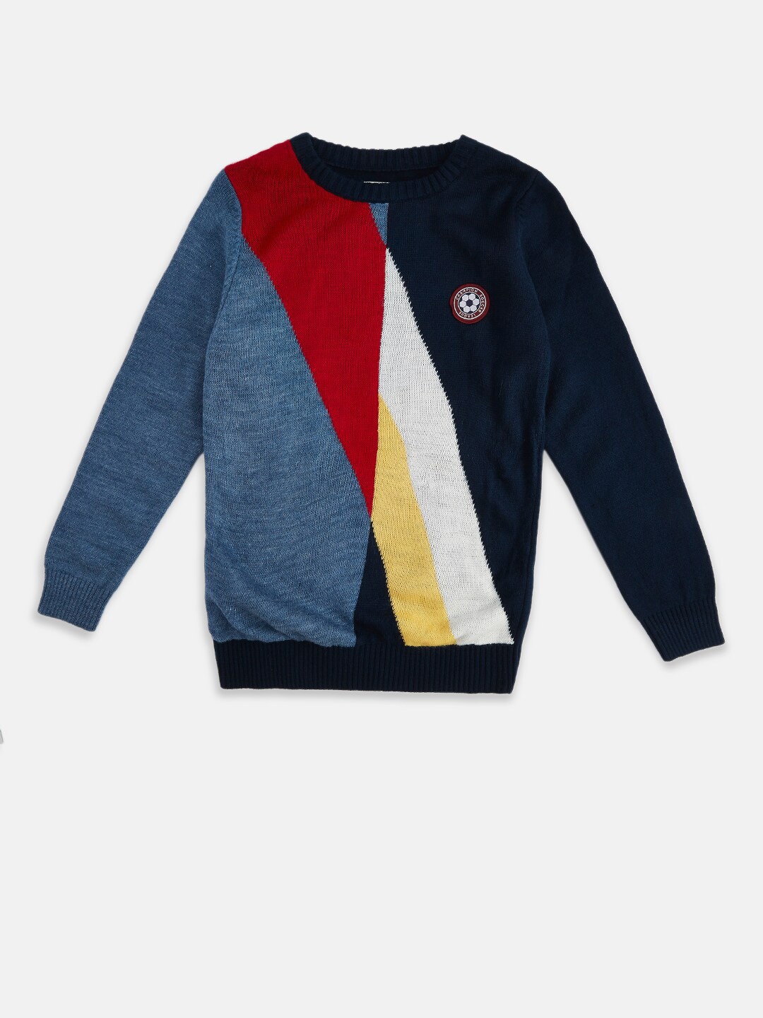 

Pantaloons Junior Boys Blue & Red Colourblocked Pullover Sweater