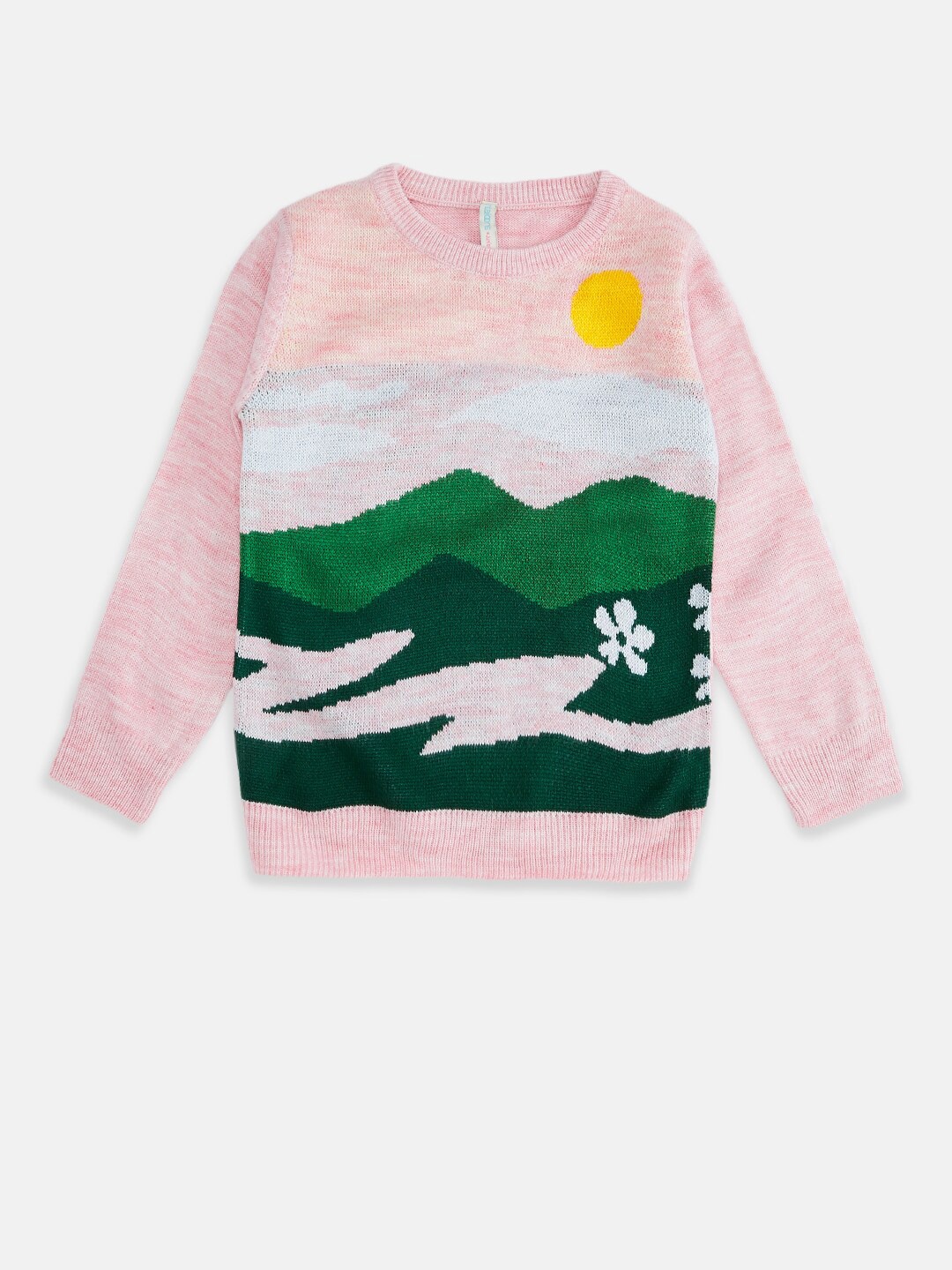 

Pantaloons Junior Girls Pink & Green Pullover Sweater