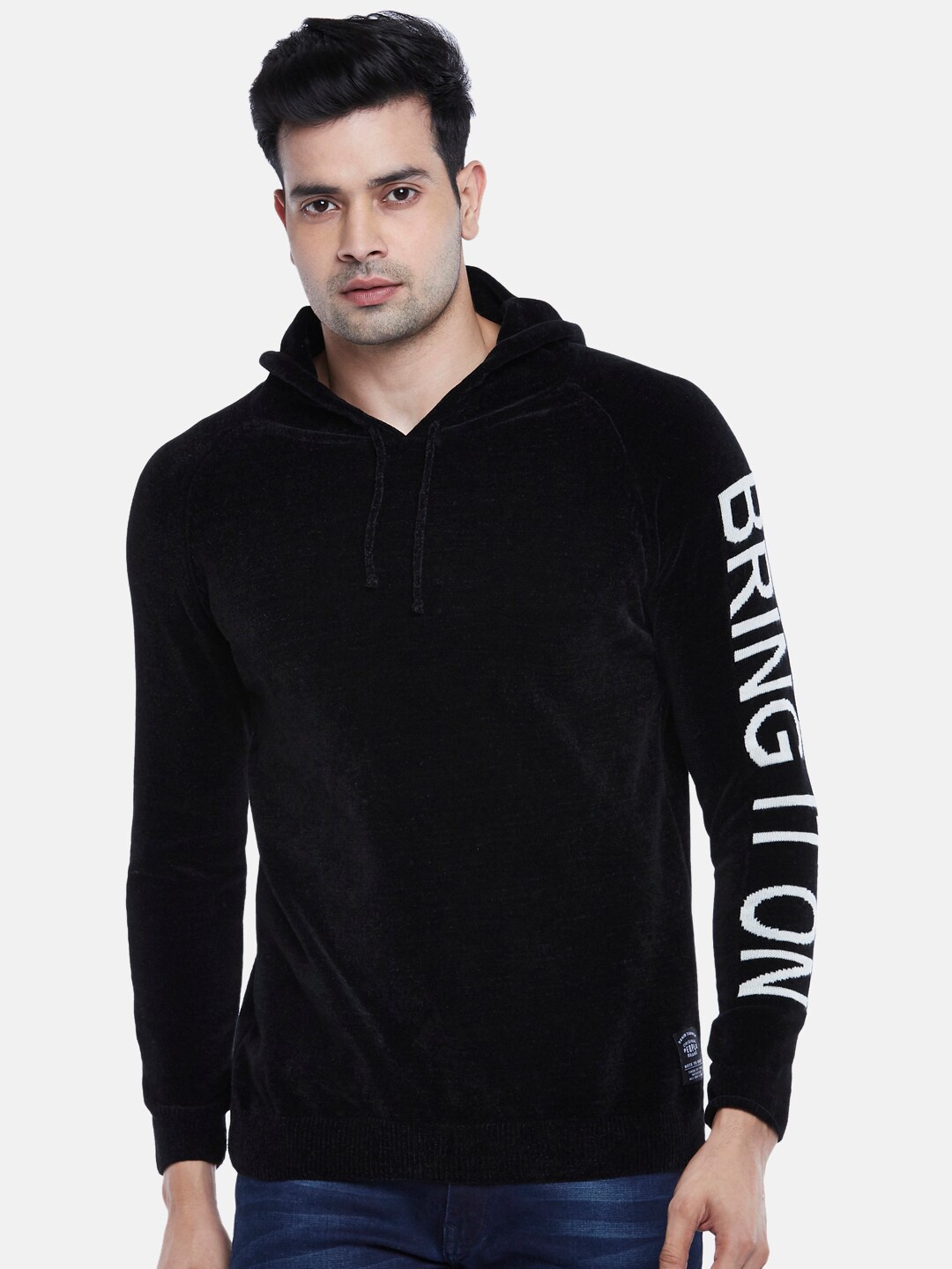 

People Men Black & White Typography Printed Pullover