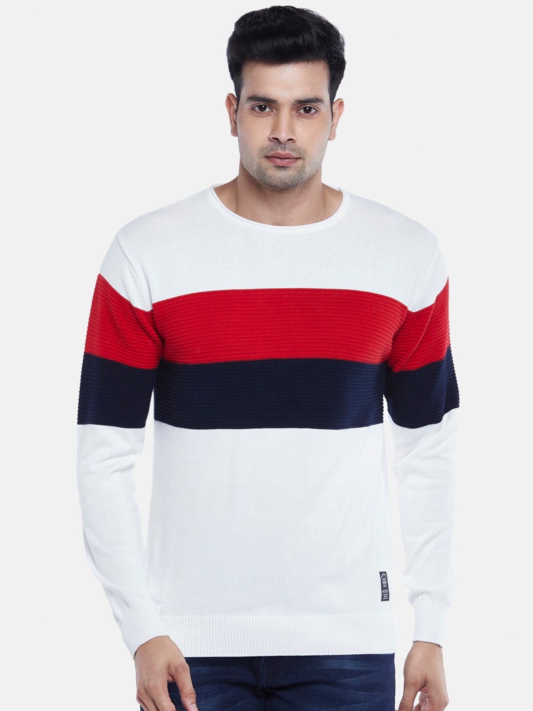 

People Men White & Black Striped Pullover