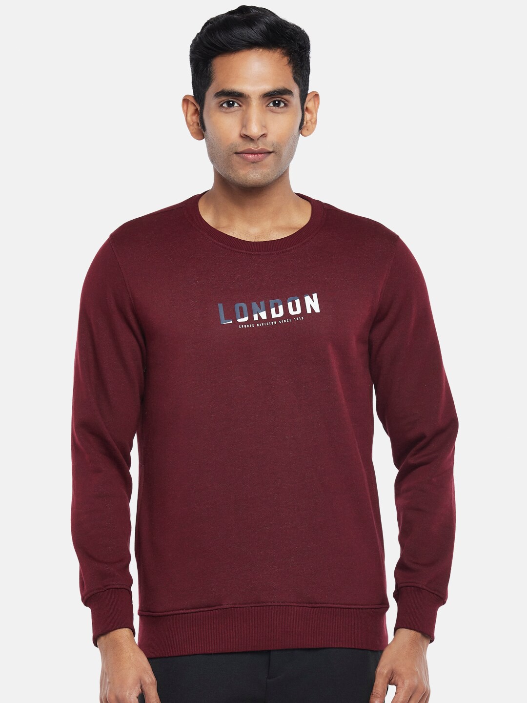 

BYFORD by Pantaloons Men Maroon Solid Sweatshirt