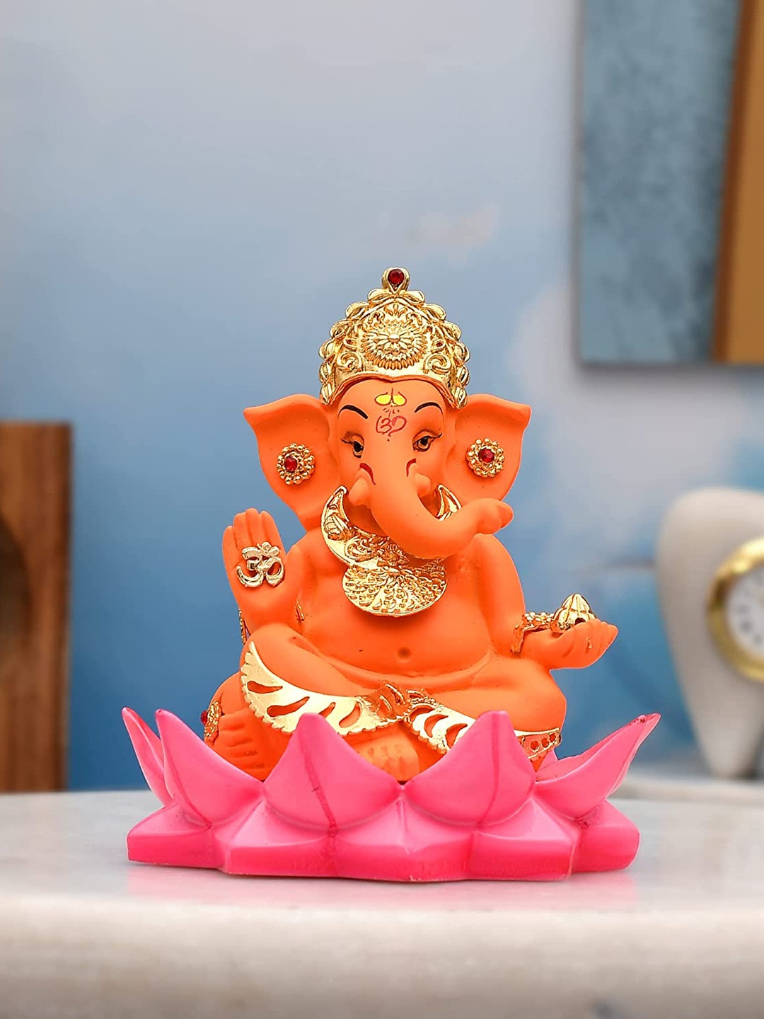 

Perpetual Orange & Pink Ganesha Idol Showpiece