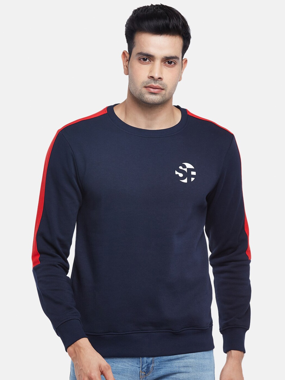 

SF JEANS by Pantaloons Men Blue Solid Sweatshirt