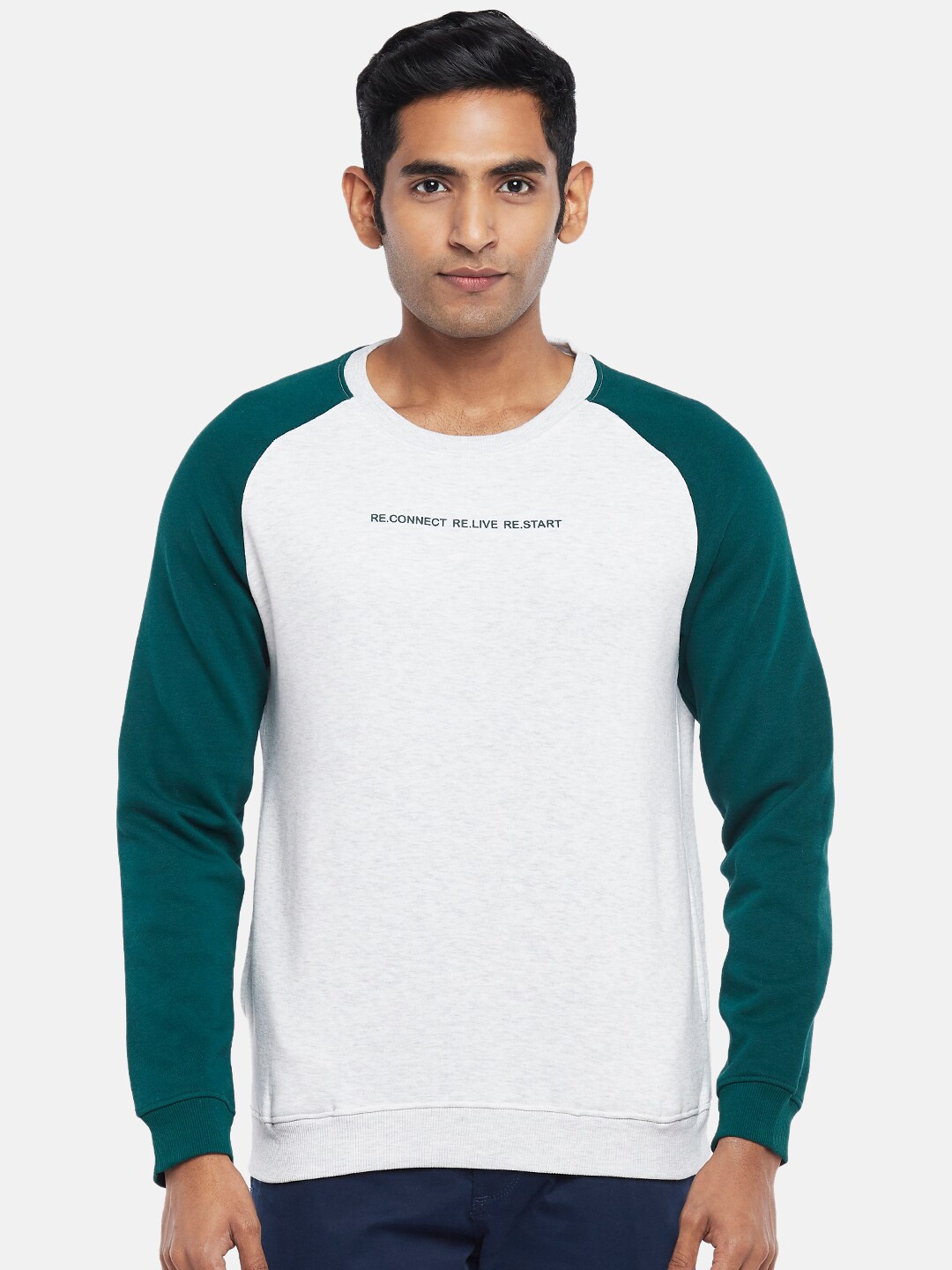 

Urban Ranger by pantaloons Men Raglan Sleeves Cotton Sweatshirt, White