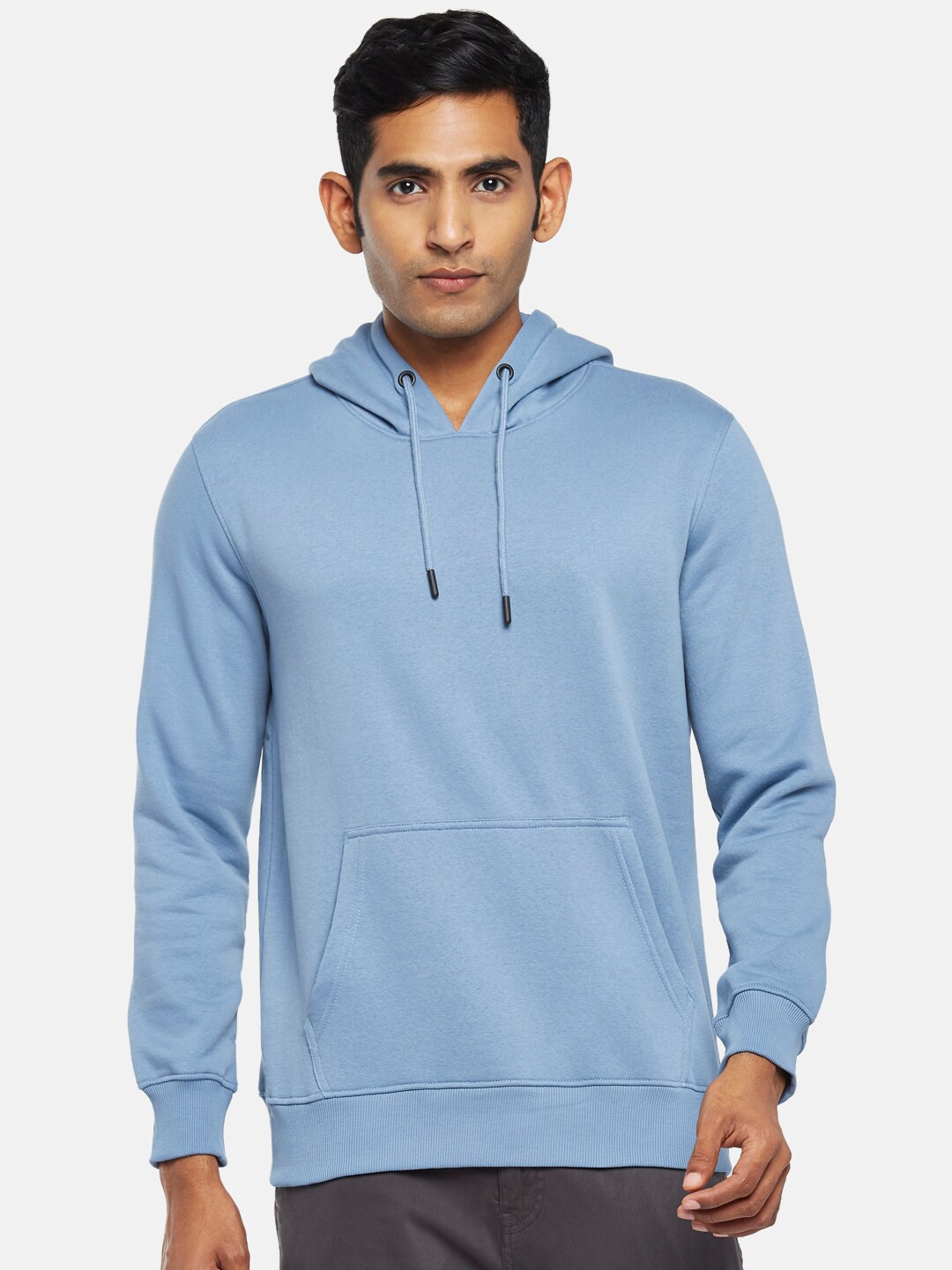 

Urban Ranger by pantaloons Men Long Sleeves Hooded Cotton Sweatshirt, Blue