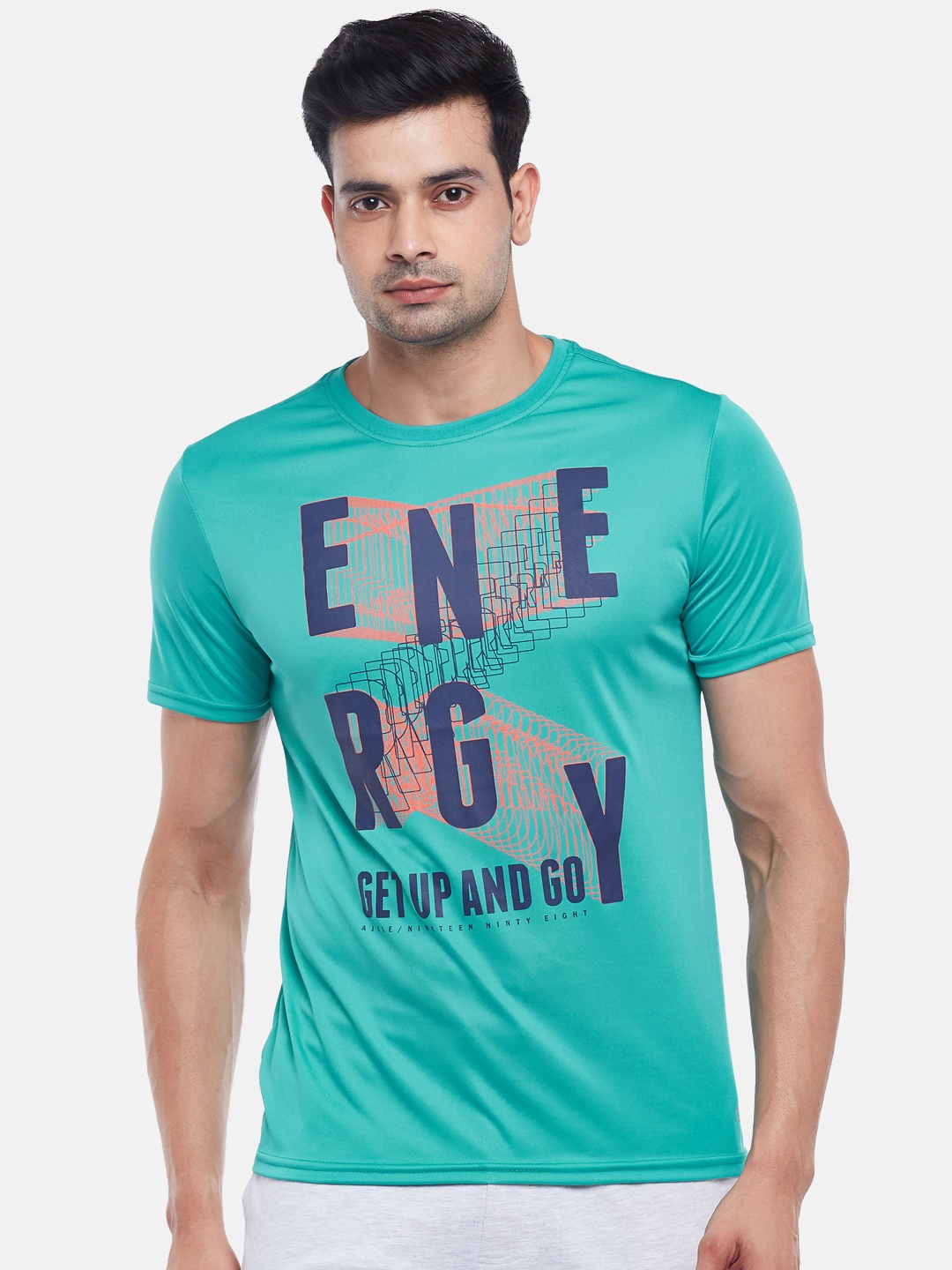

Ajile by Pantaloons Men Green Typography Printed Slim Fit T-shirt