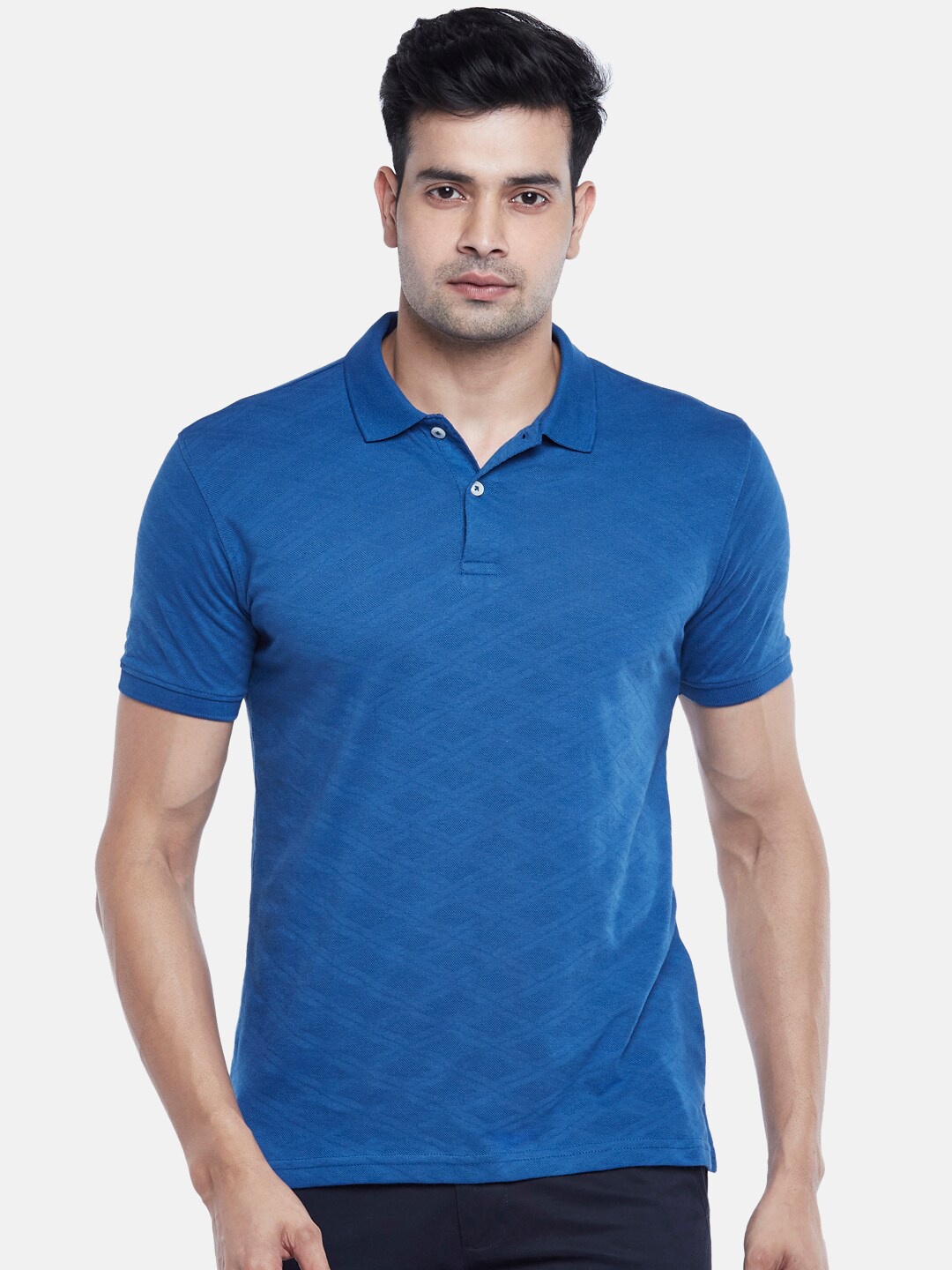 

BYFORD by Pantaloons Men Blue Polo Collar Slim Fit T-shirt