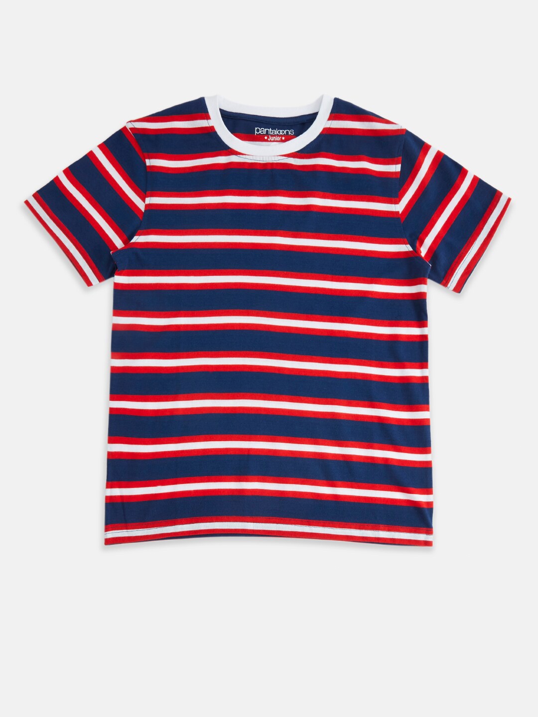 

Pantaloons Junior Boys Navy Blue & Red Striped T-shirt