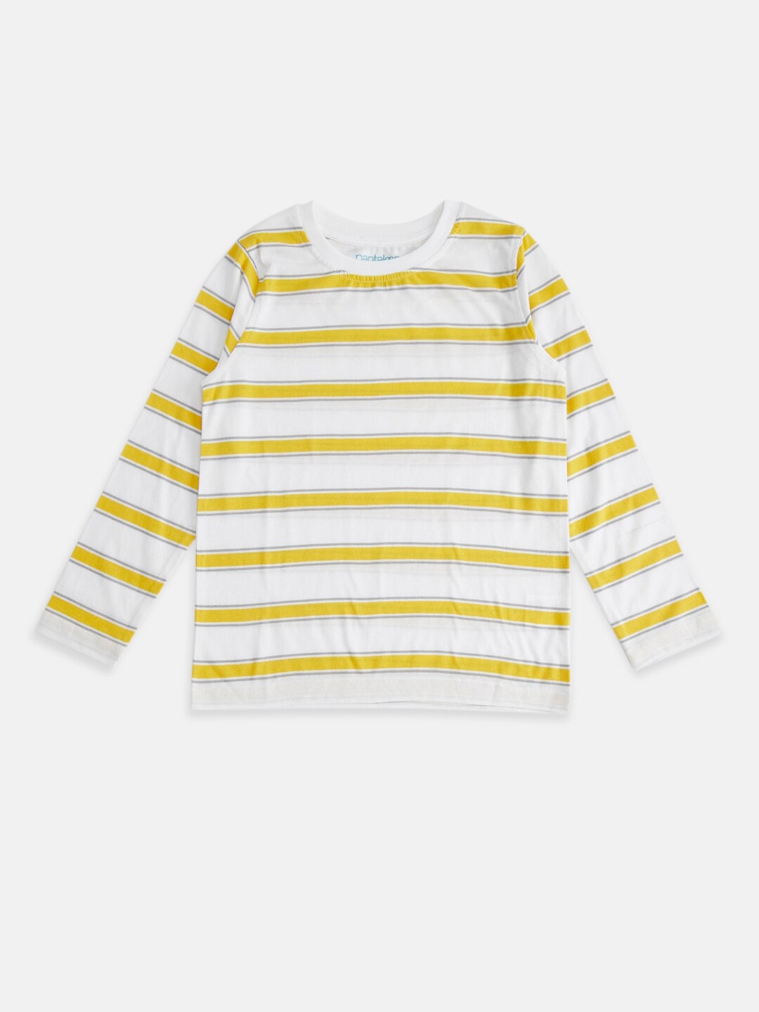 

Pantaloons Junior Boys Yellow & Cream-Coloured Striped T-shirt