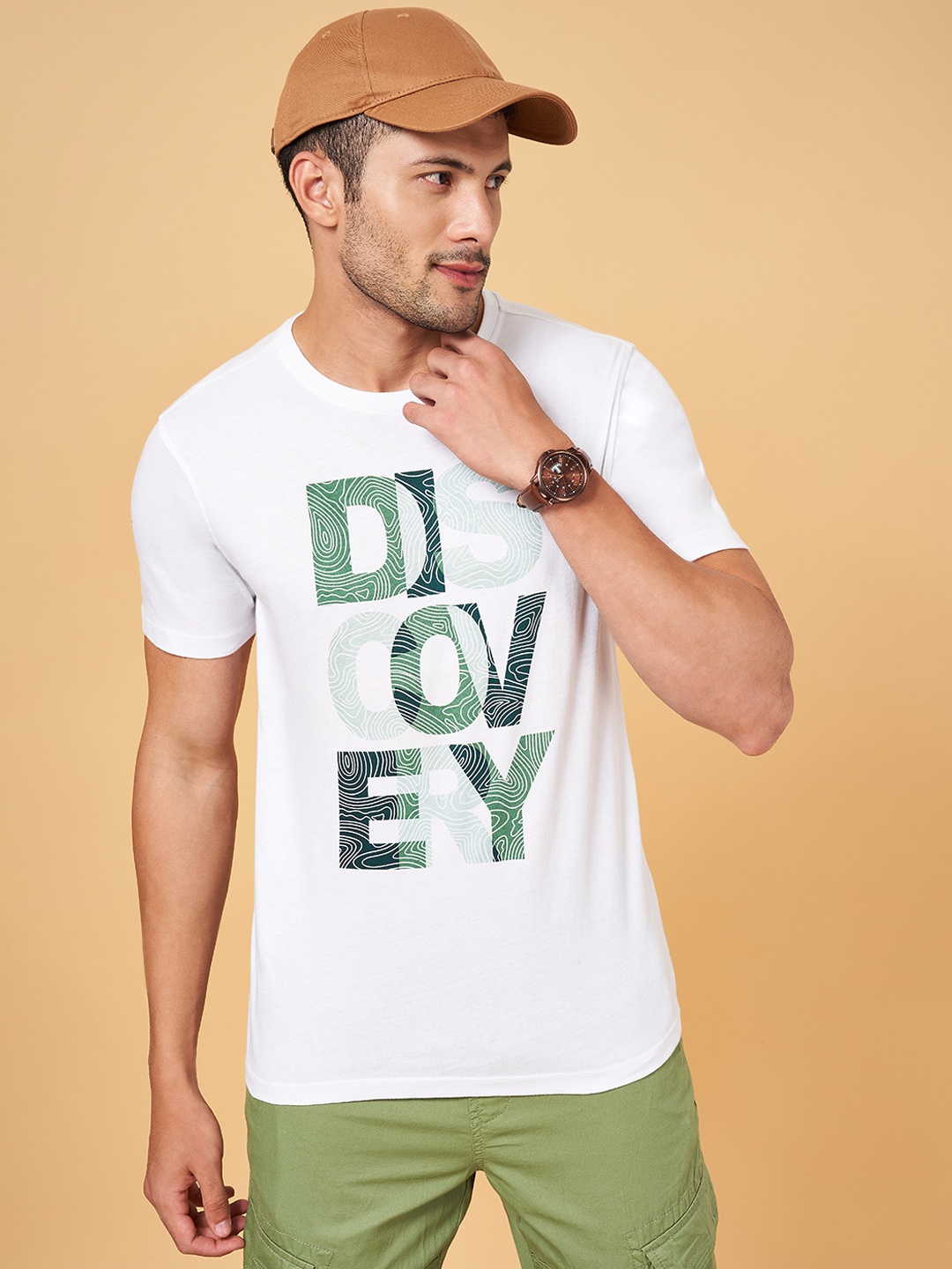 

Urban Ranger by pantaloons Men White Typography Printed Slim Fit T-shirt