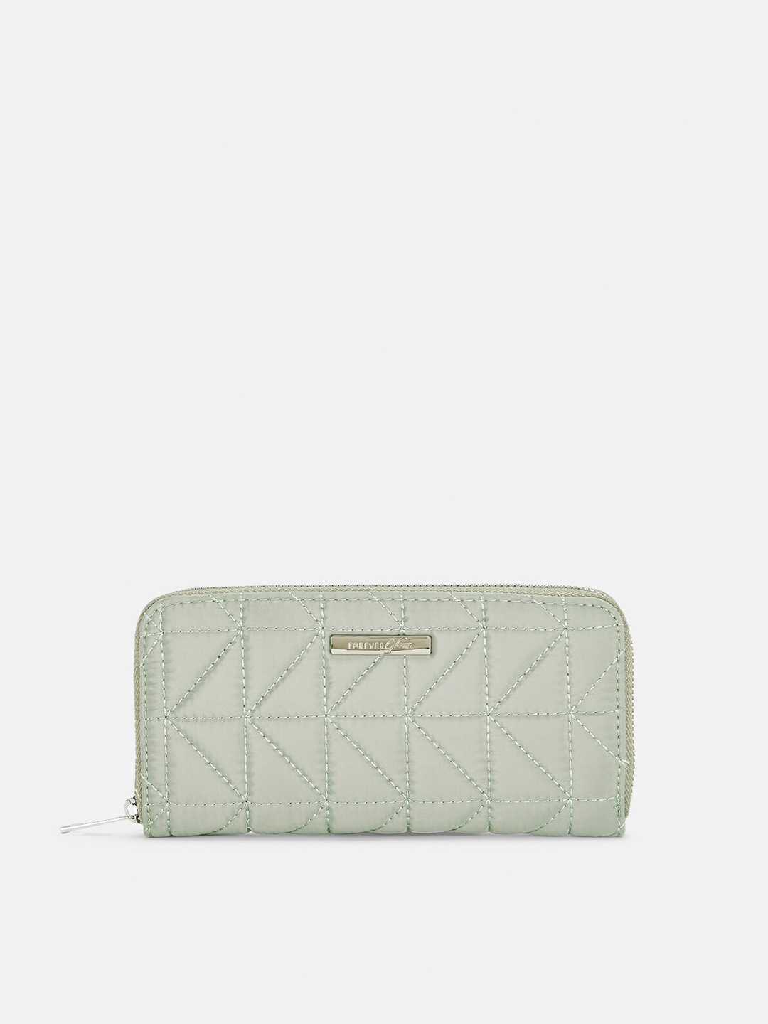 

Forever Glam by Pantaloons Women Grey Abstract Textured PU Zip Around Wallet