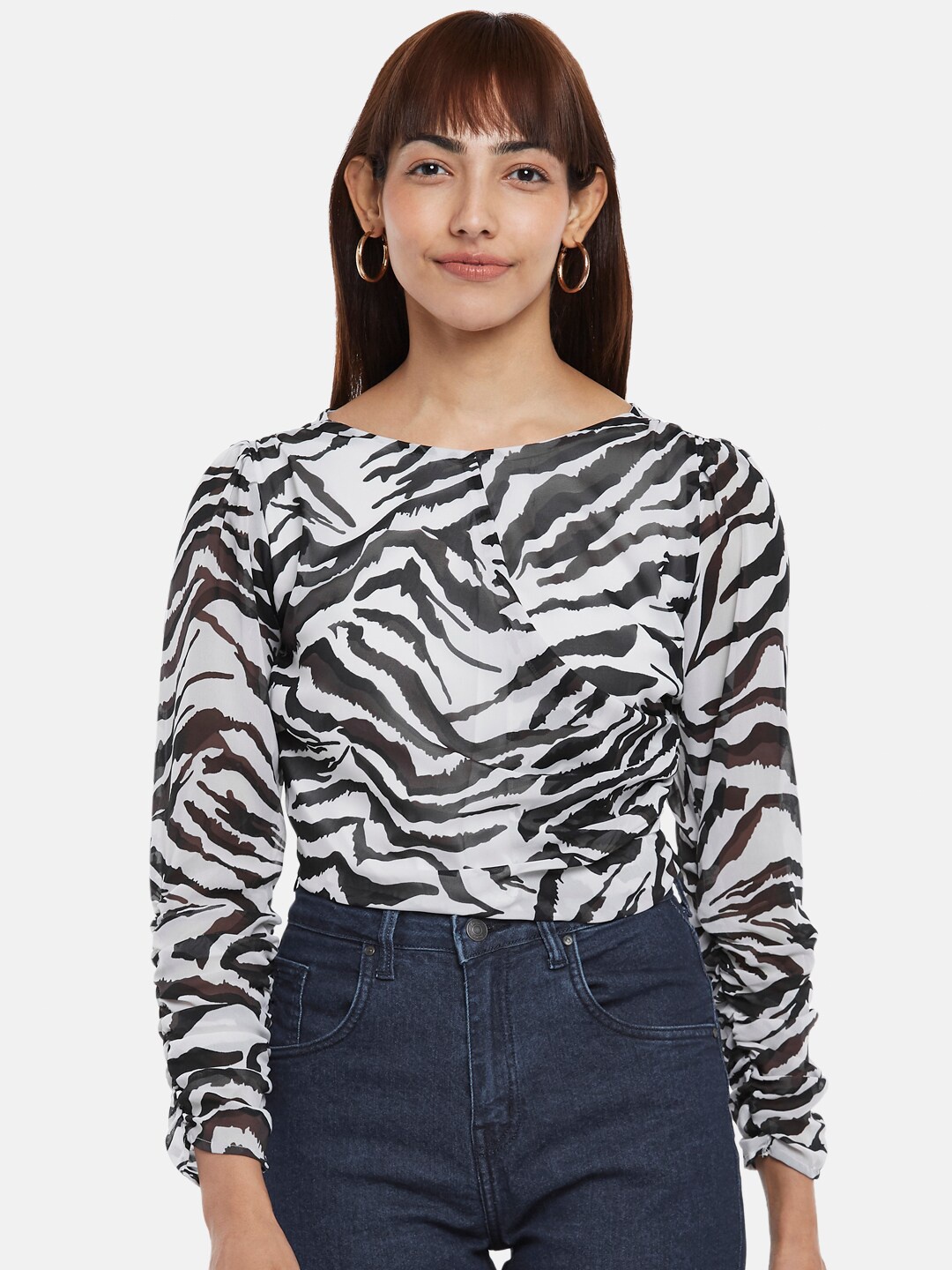 

People White Animal Print Top