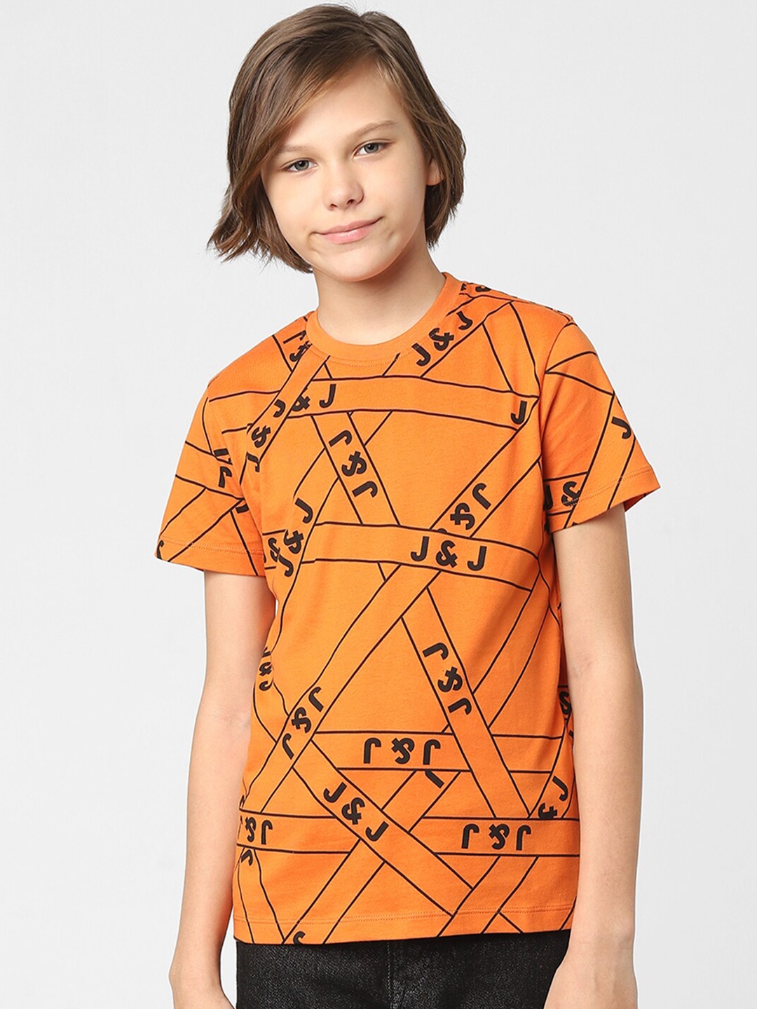 

Jack & Jones Junior Boys Orange Printed T-shirt