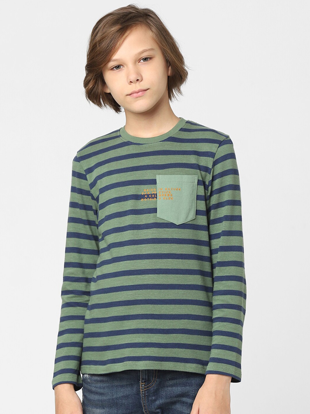 

Jack & Jones Junior Boys Green Striped T-shirt