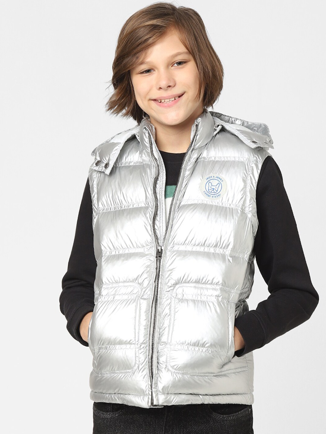 

Jack & Jones Junior Boys Silver-Toned Sleeveless Puffer Jacket