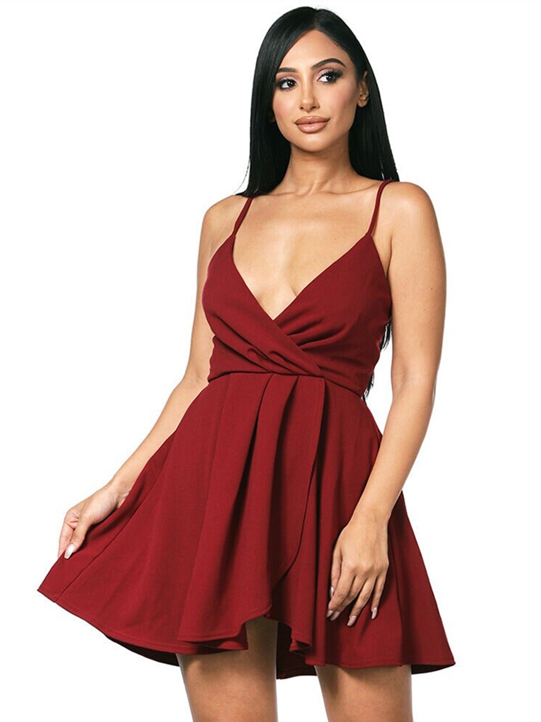 

La Aimee Women Burgundy Solid Dress