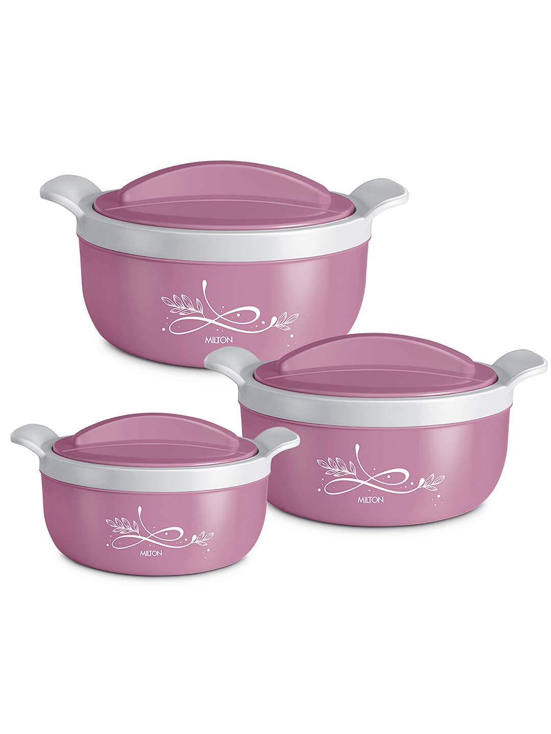 

Milton Crave Jr Pink Set of 3 Stainless Steel Casserole 470 ml 800 ml 1.38 ml