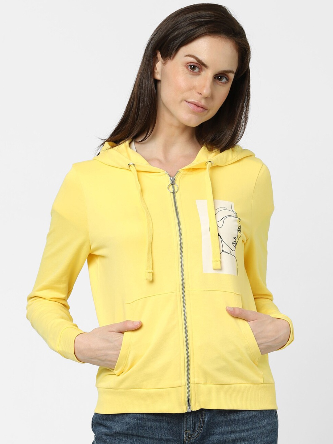 

Vero Moda Women Yellow Hooded Sweatshirt