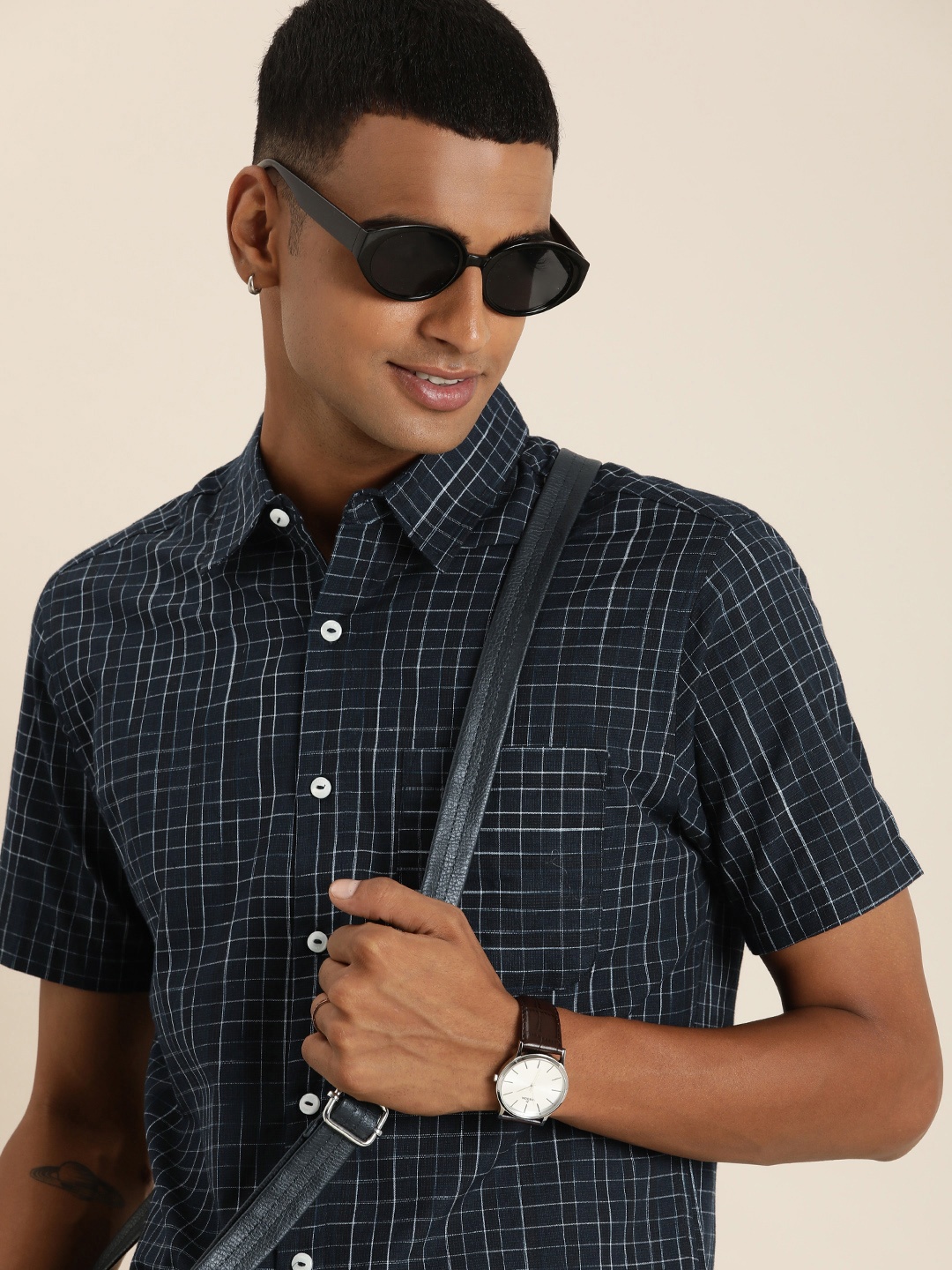 

Taavi Woven Legacy Pure Cotton Checked Casual Shirt, Blue